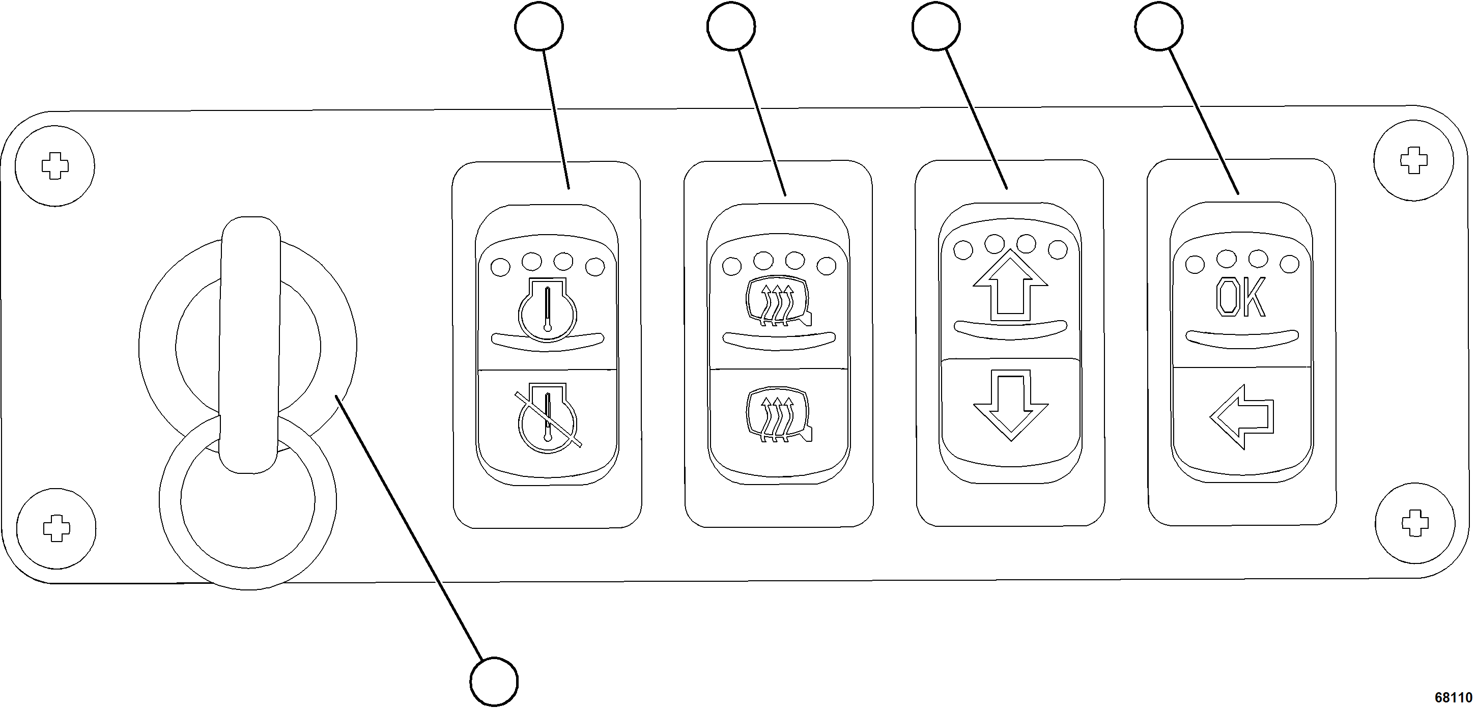 Komatsu parts book diagram for AFE77-AD 830E-5 S/N A50080, A50086  ROBINSON: LOWER RH DASH SWITCHES