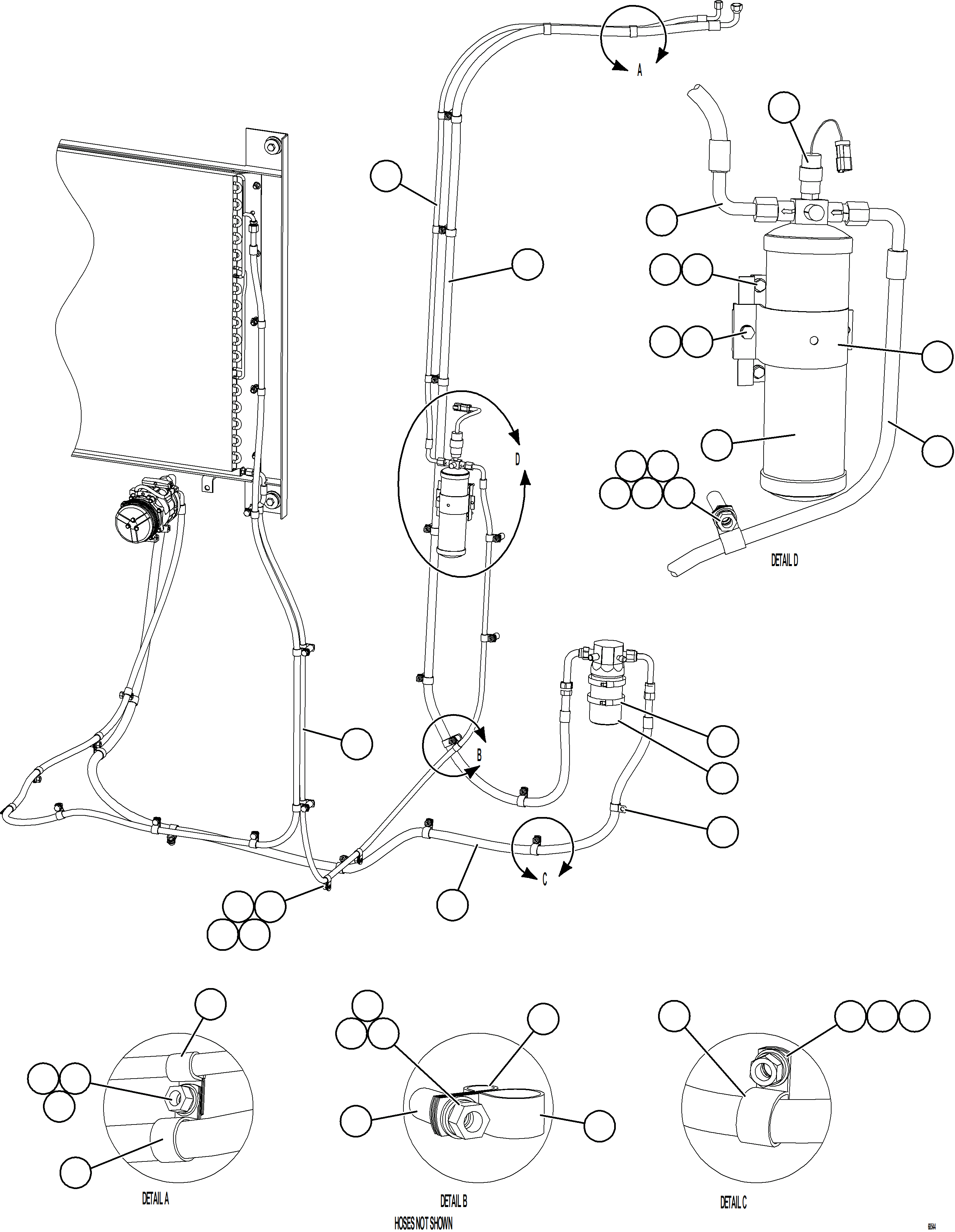 Komatsu parts book diagram for AFE77-AD 830E-5 S/N A50080, A50086  ROBINSON: AIR CONDITIONING PIPING    1/3