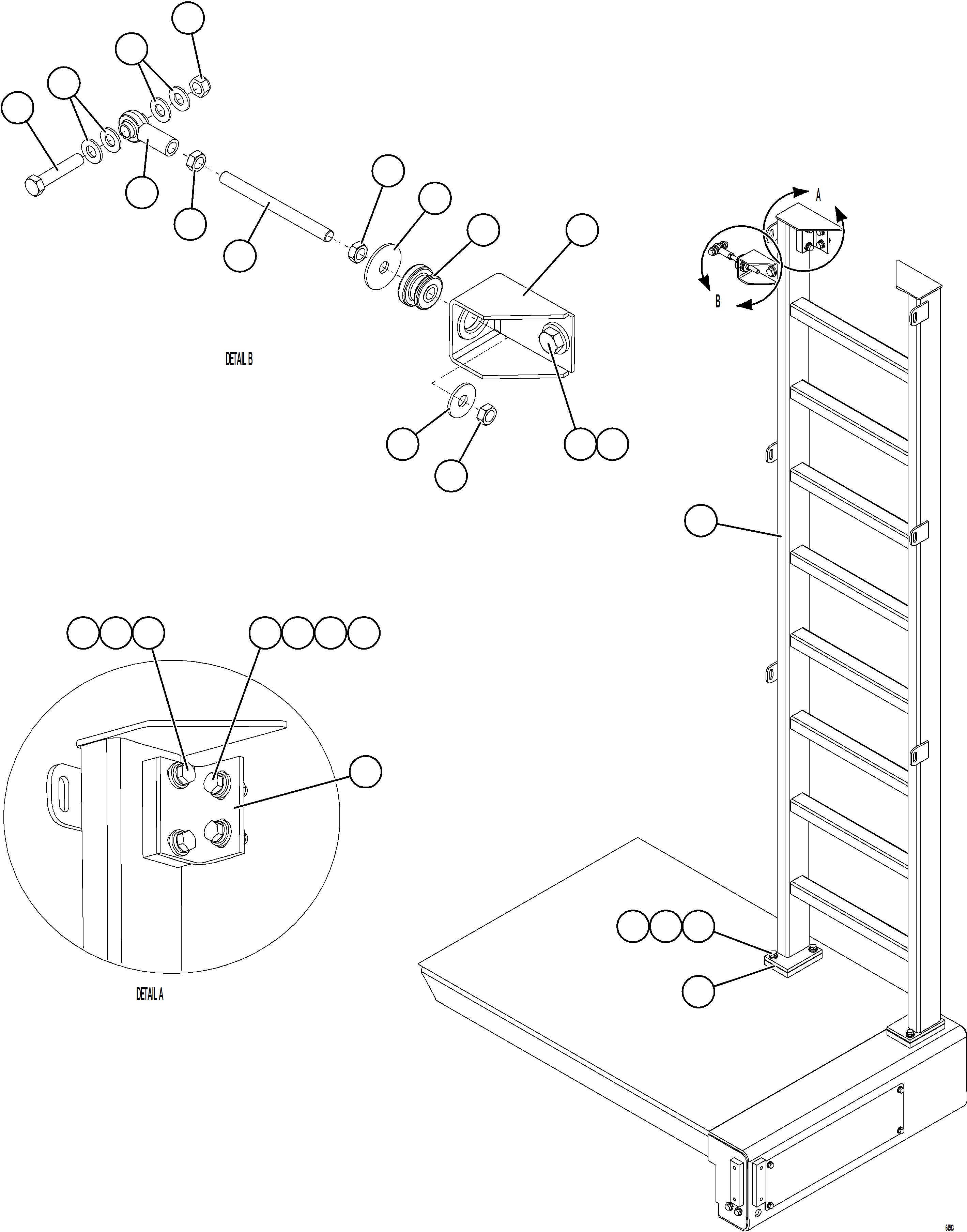 Komatsu parts book diagram for AFE77-AD 830E-5 S/N A50080, A50086  ROBINSON: RH EMERGENCY GATE & LADDER    2/2