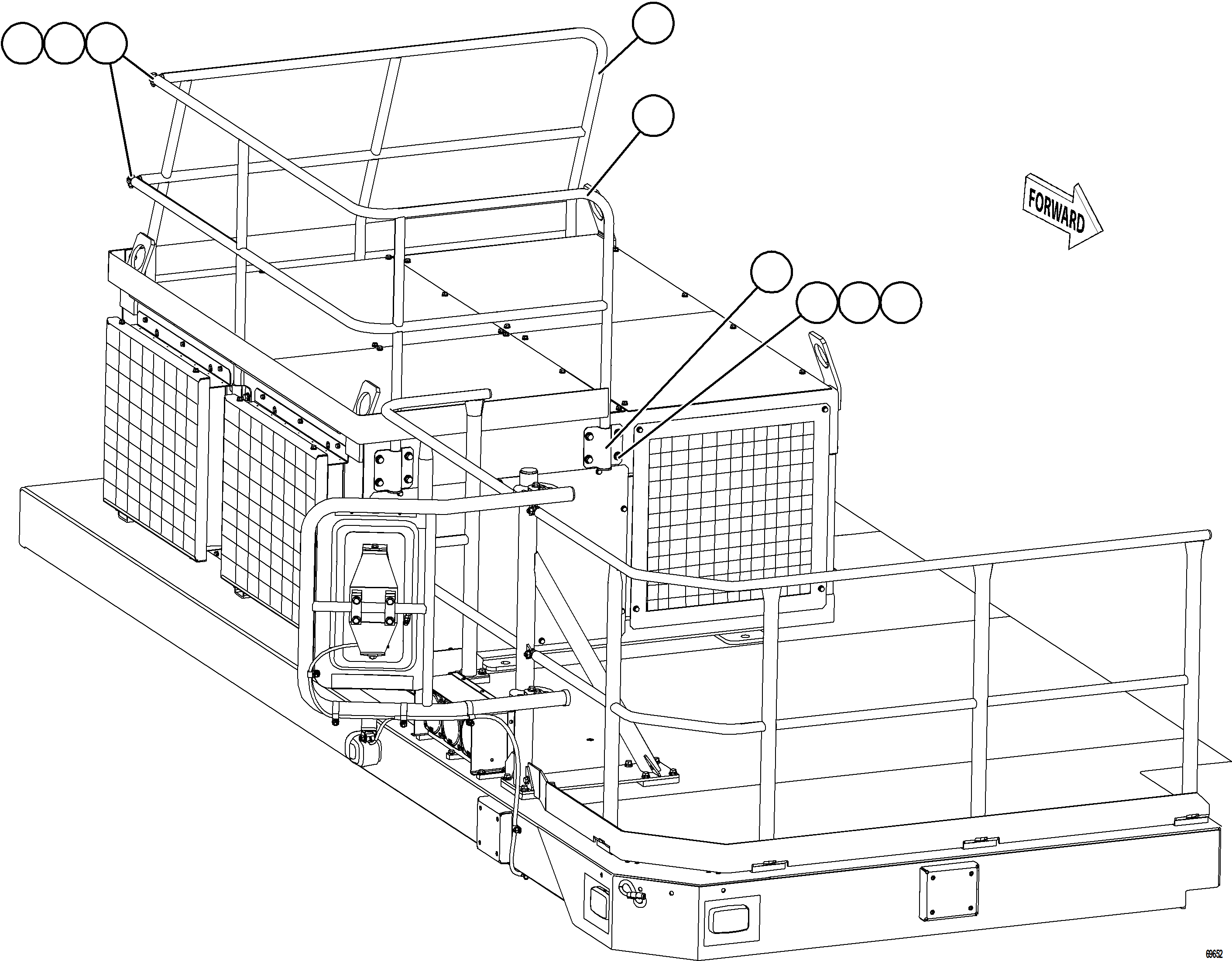 Komatsu parts book diagram for AFE77-AD 830E-5 S/N A50080, A50086  ROBINSON: RETARDING GRID HANDRAILS