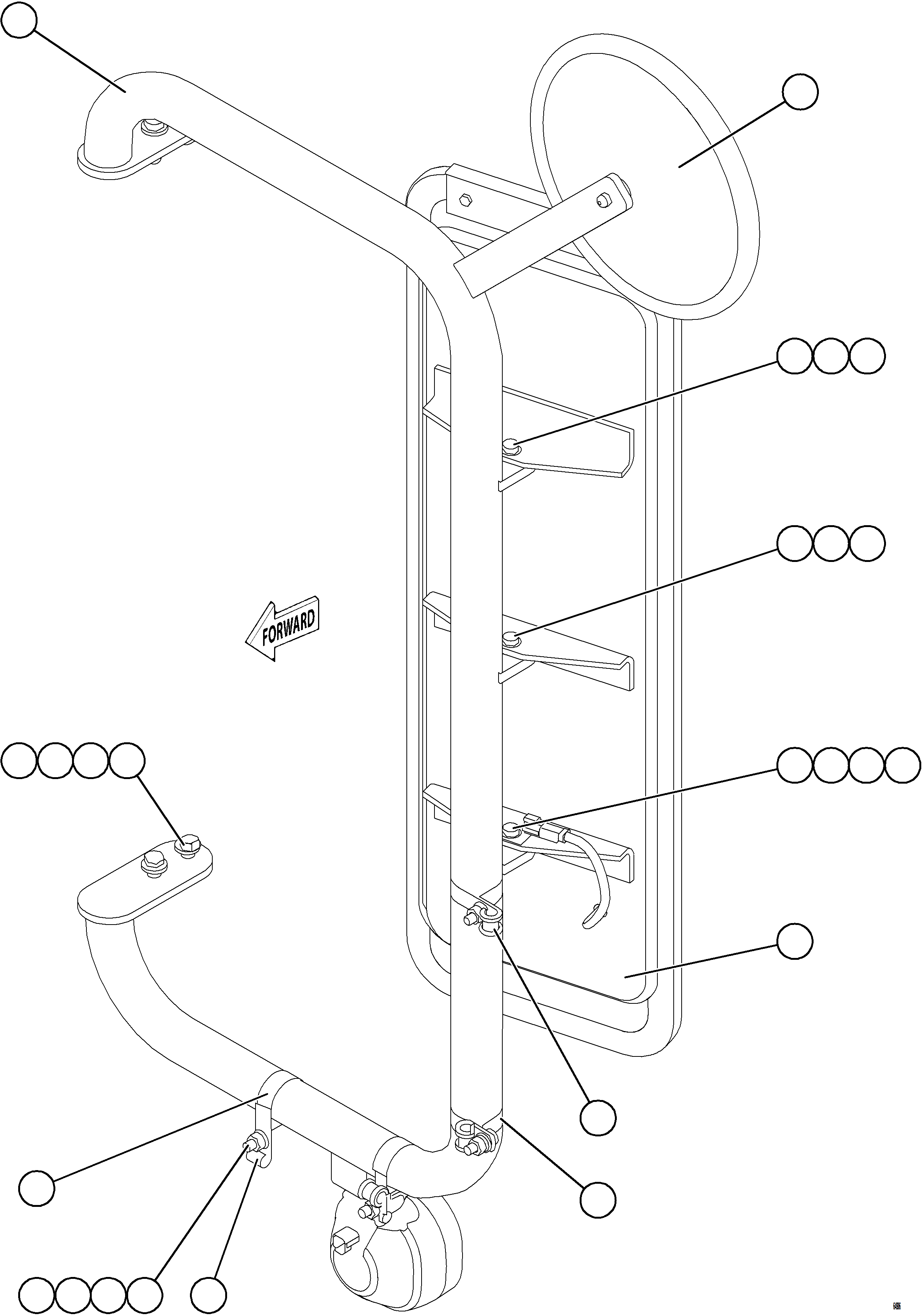 Komatsu parts book diagram for AFE77-AD 830E-5 S/N A50080, A50086  ROBINSON: LH MIRROR INSTALLATION