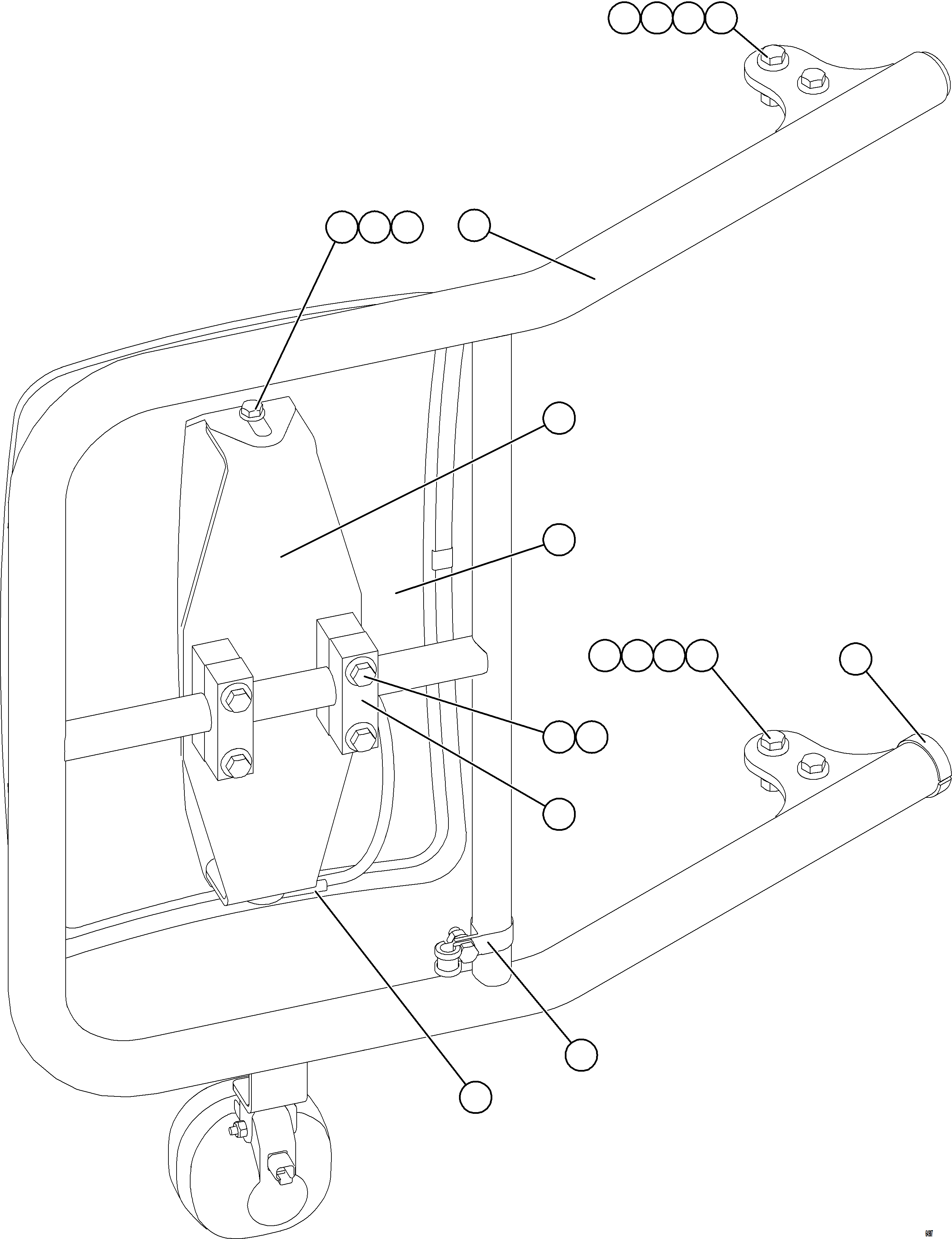 Komatsu parts book diagram for AFE77-AD 830E-5 S/N A50080, A50086  ROBINSON: RH MIRROR INSTALLATION