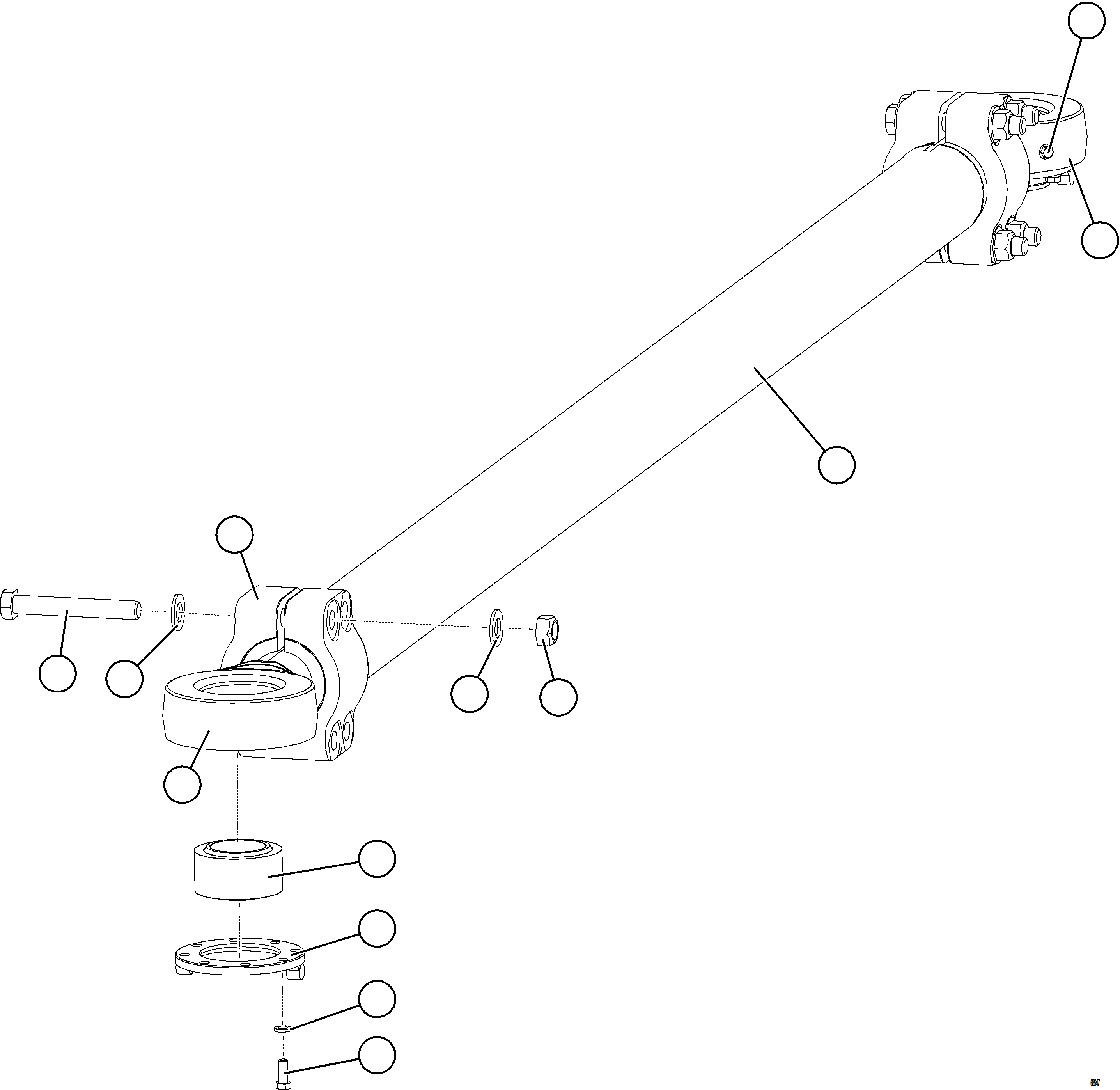Komatsu parts book diagram for AFE77-AD 830E-5 S/N A50080, A50086  ROBINSON: TIE ROD ASSEMBLY    58E-40-00040