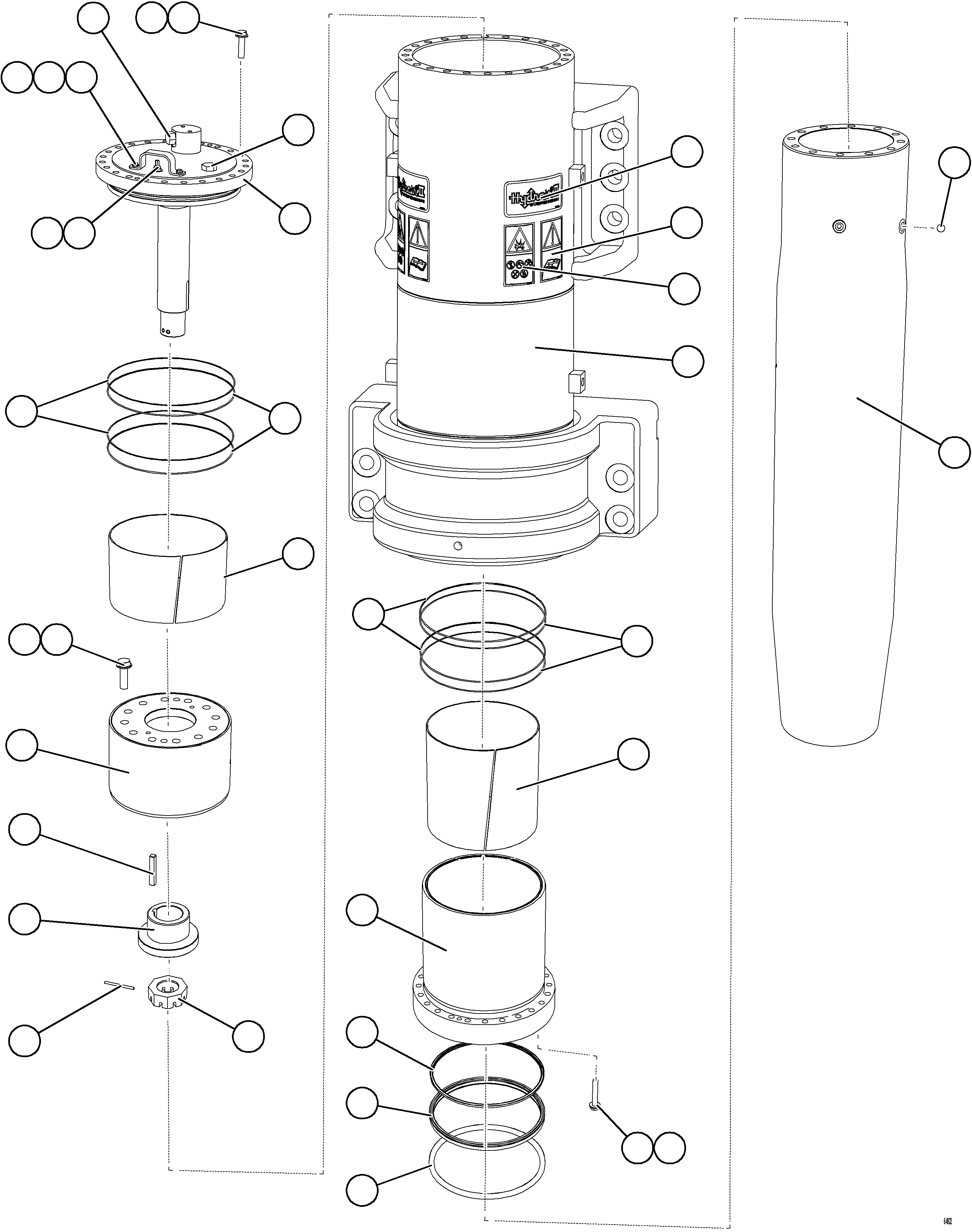 Komatsu parts book diagram for AFE77-AD 830E-5 S/N A50080, A50086  ROBINSON: FRONT SUSPENSION ASSEMBLY (CW)    58E-50-00800