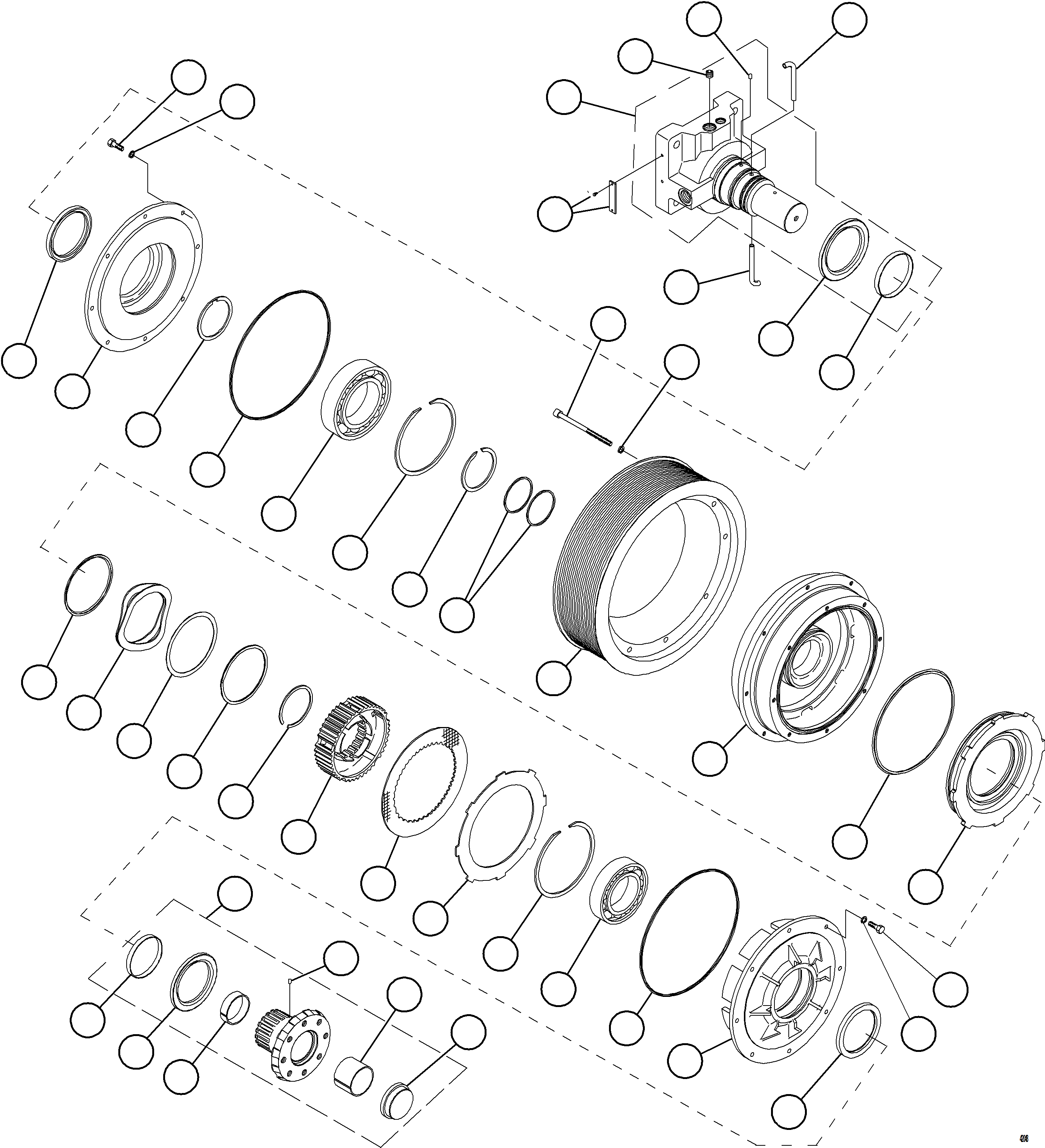 Komatsu parts book diagram for AFE77-D 830E-5 S/N A50007 & A50018  UNITED TACONITE: FAN CLUTCH ASSEMBLY    XA4485