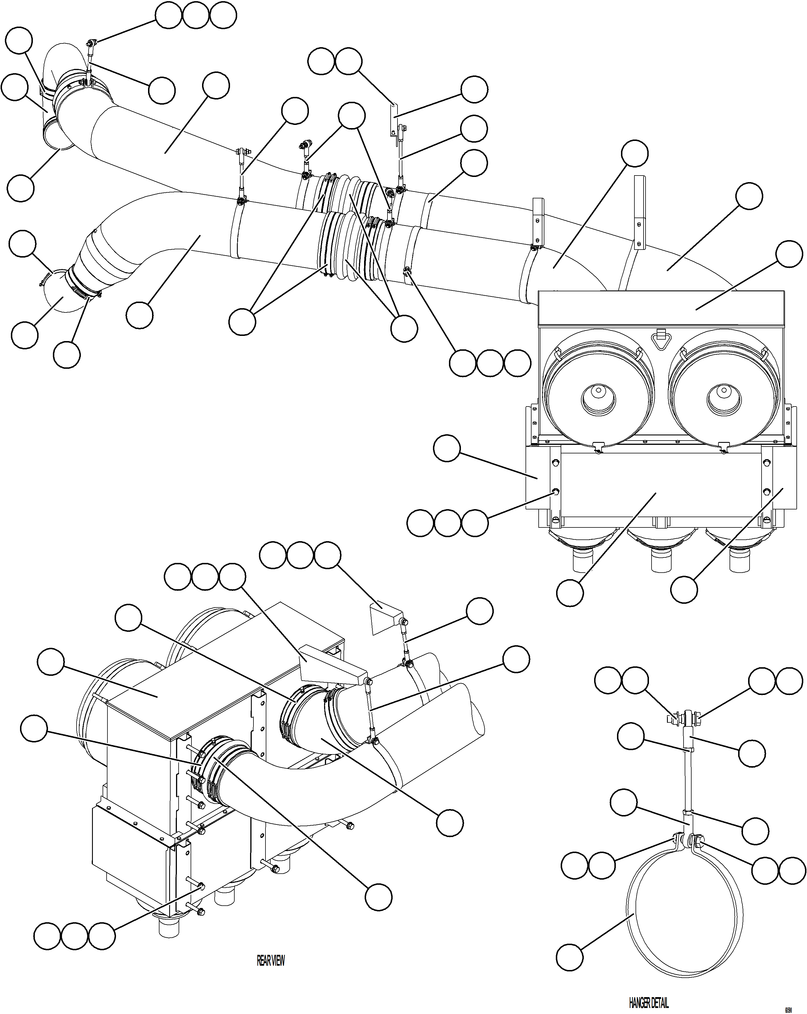 Komatsu parts book diagram for AFE77-D 830E-5 S/N A50007 & A50018  UNITED TACONITE: LH AIR CLEANER PIPING