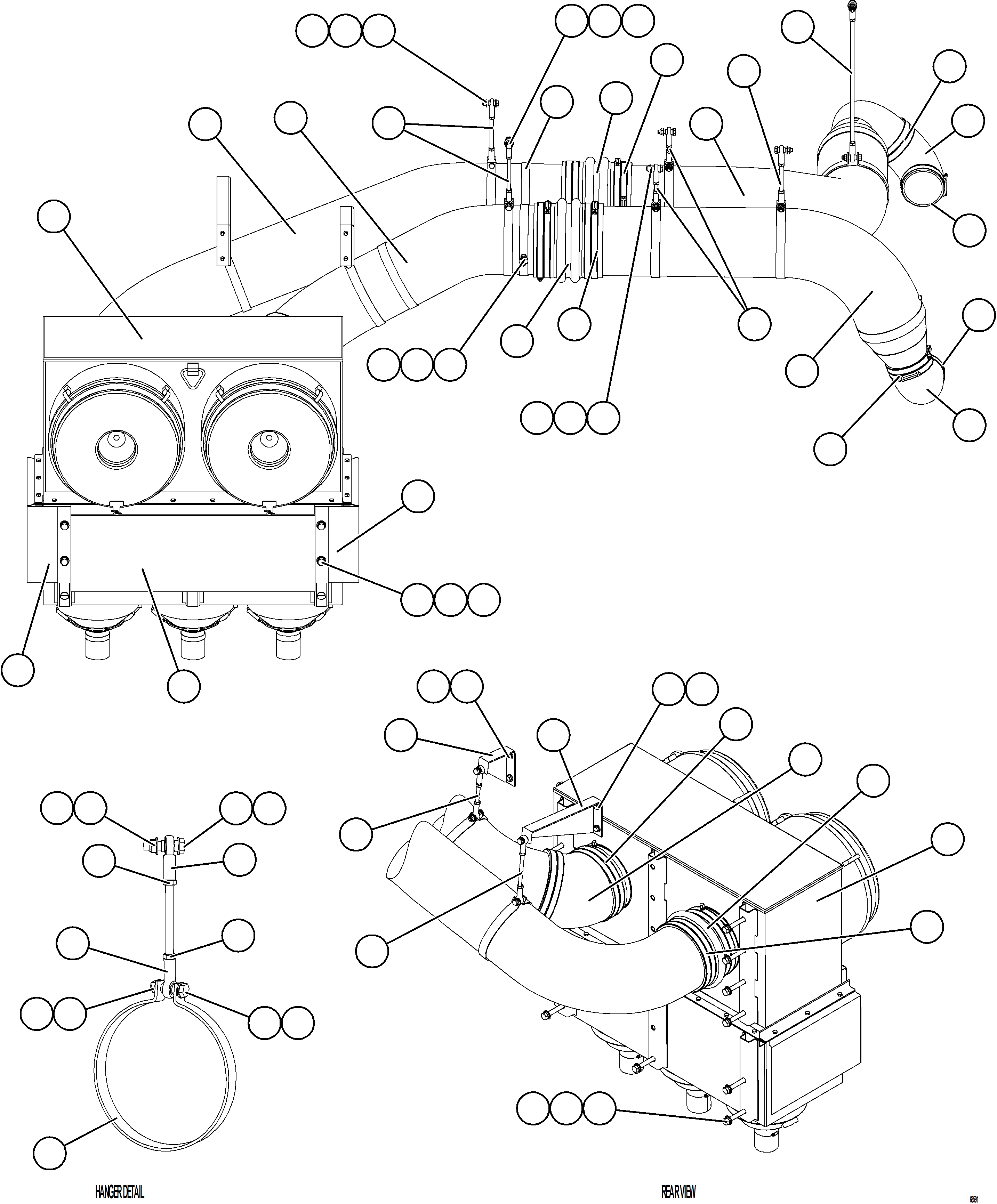 Komatsu parts book diagram for AFE77-D 830E-5 S/N A50007 & A50018  UNITED TACONITE: RH AIR CLEANER PIPING    (S/N A50018)