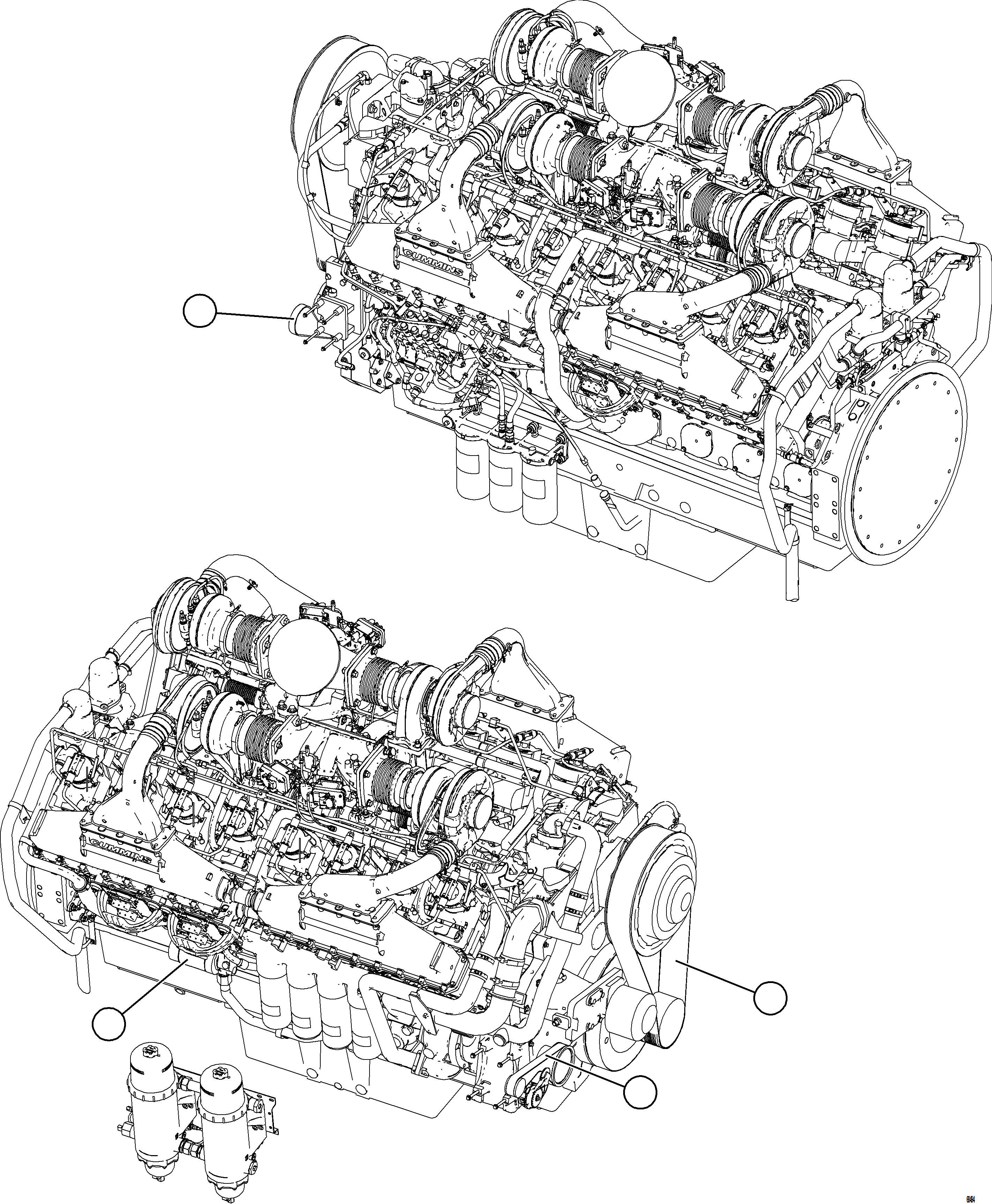Komatsu parts book diagram for AFE77-D 830E-5 S/N A50007 & A50018  UNITED TACONITE: ENGINE COMPONENTS
