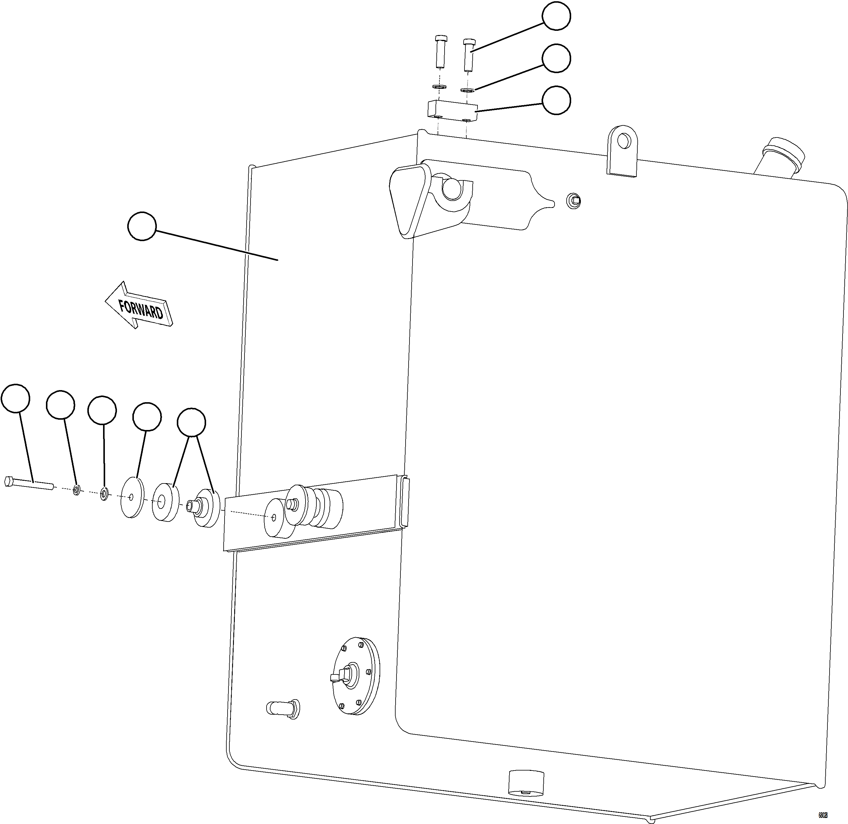 Komatsu parts book diagram for AFE77-D 830E-5 S/N A50007 & A50018  UNITED TACONITE: FUEL TANK MOUNTING