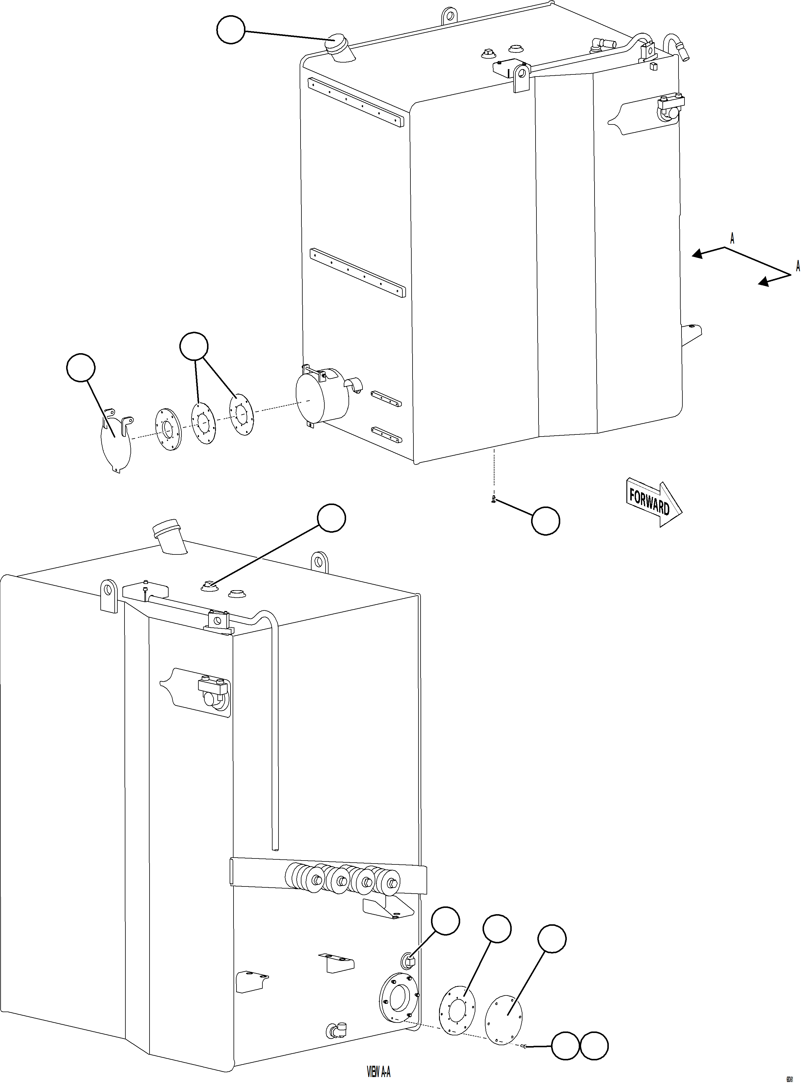 Komatsu parts book diagram for AFE77-D 830E-5 S/N A50007 & A50018  UNITED TACONITE: FUEL TANK