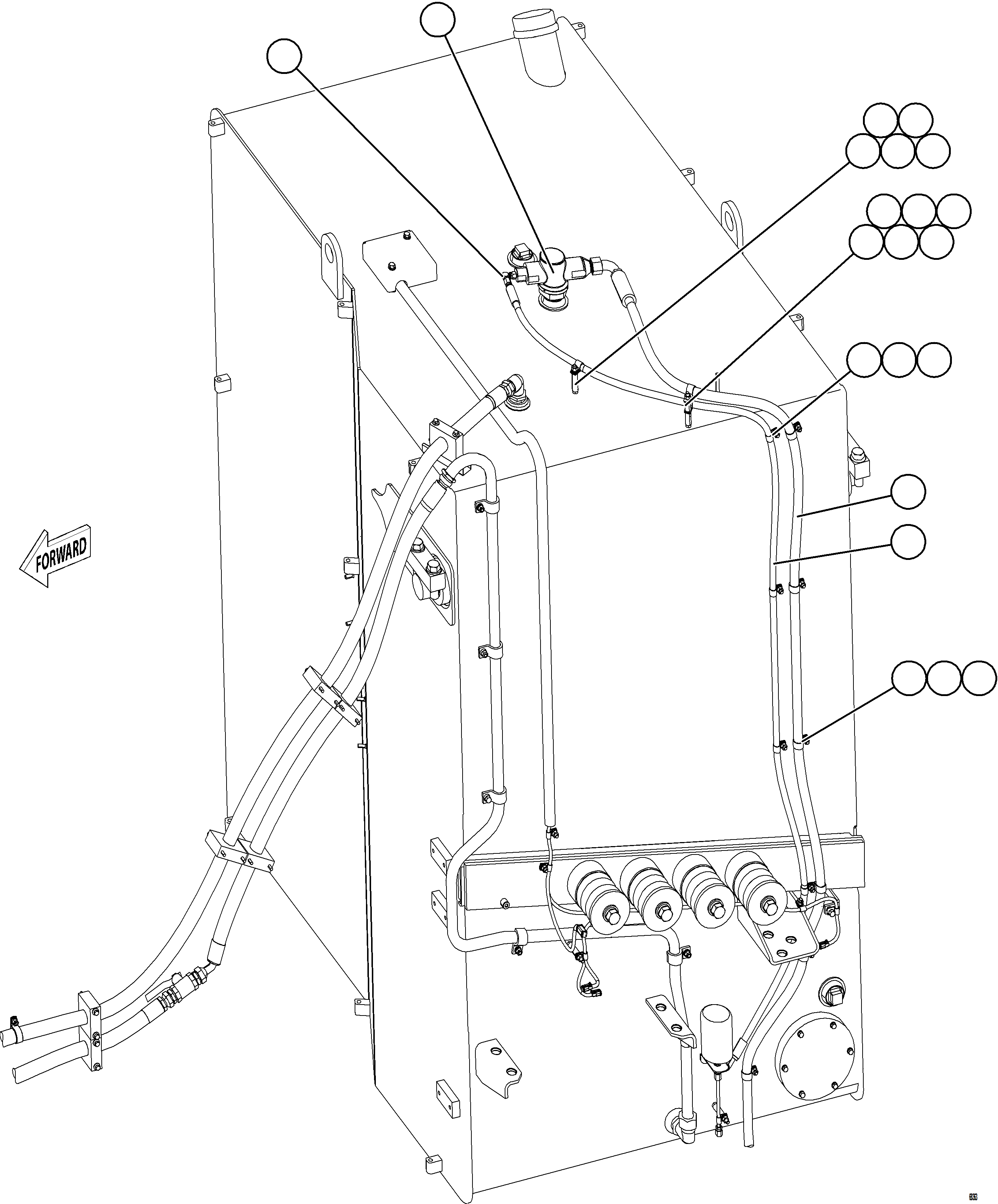 Komatsu parts book diagram for AFE77-D 830E-5 S/N A50007 & A50018  UNITED TACONITE: FUEL SYSTEM PIPING    2/3