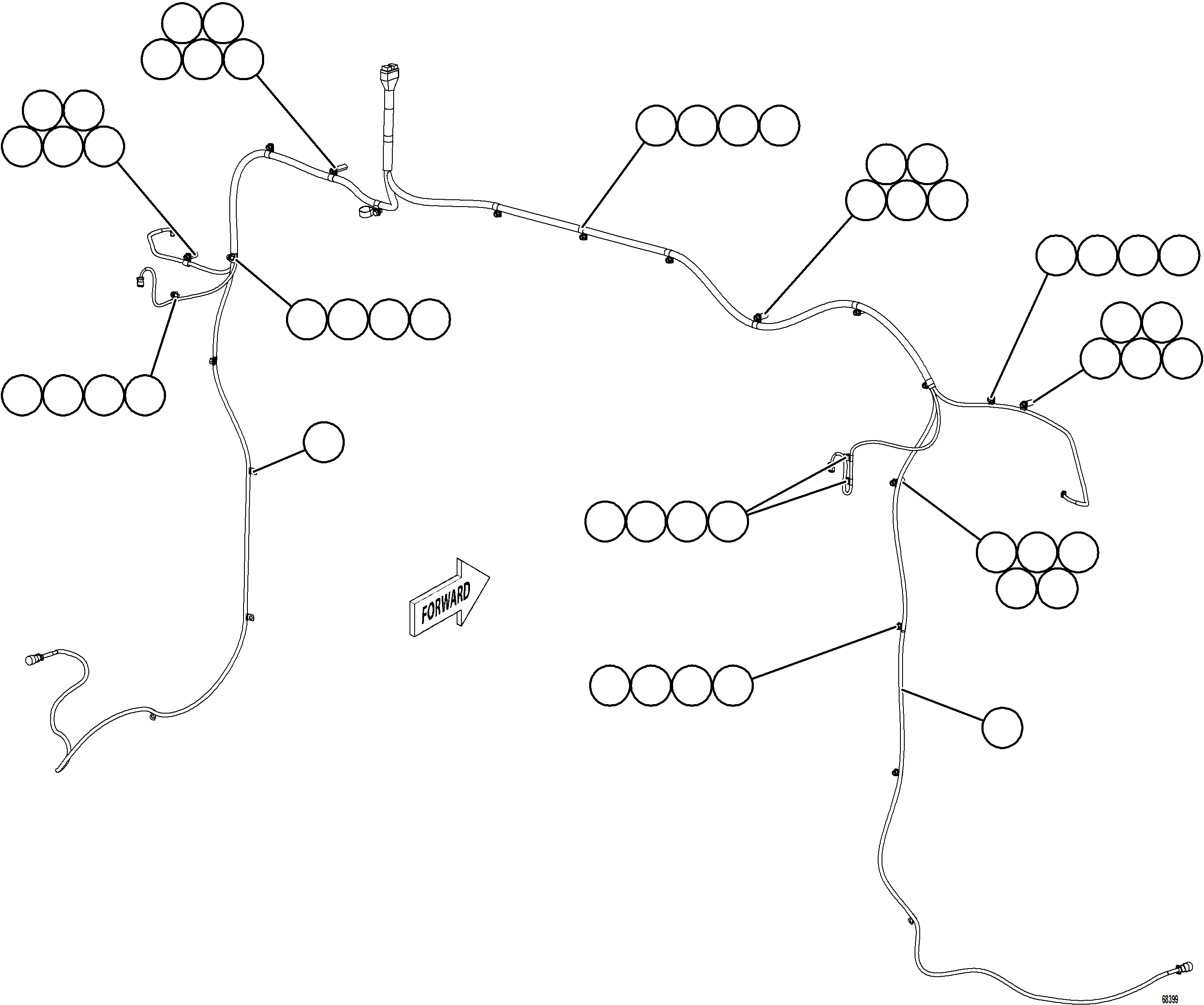 Komatsu parts book diagram for AFE77-D 830E-5 S/N A50007 & A50018  UNITED TACONITE: FRONT WHEEL SPEED SENSOR HARNESS