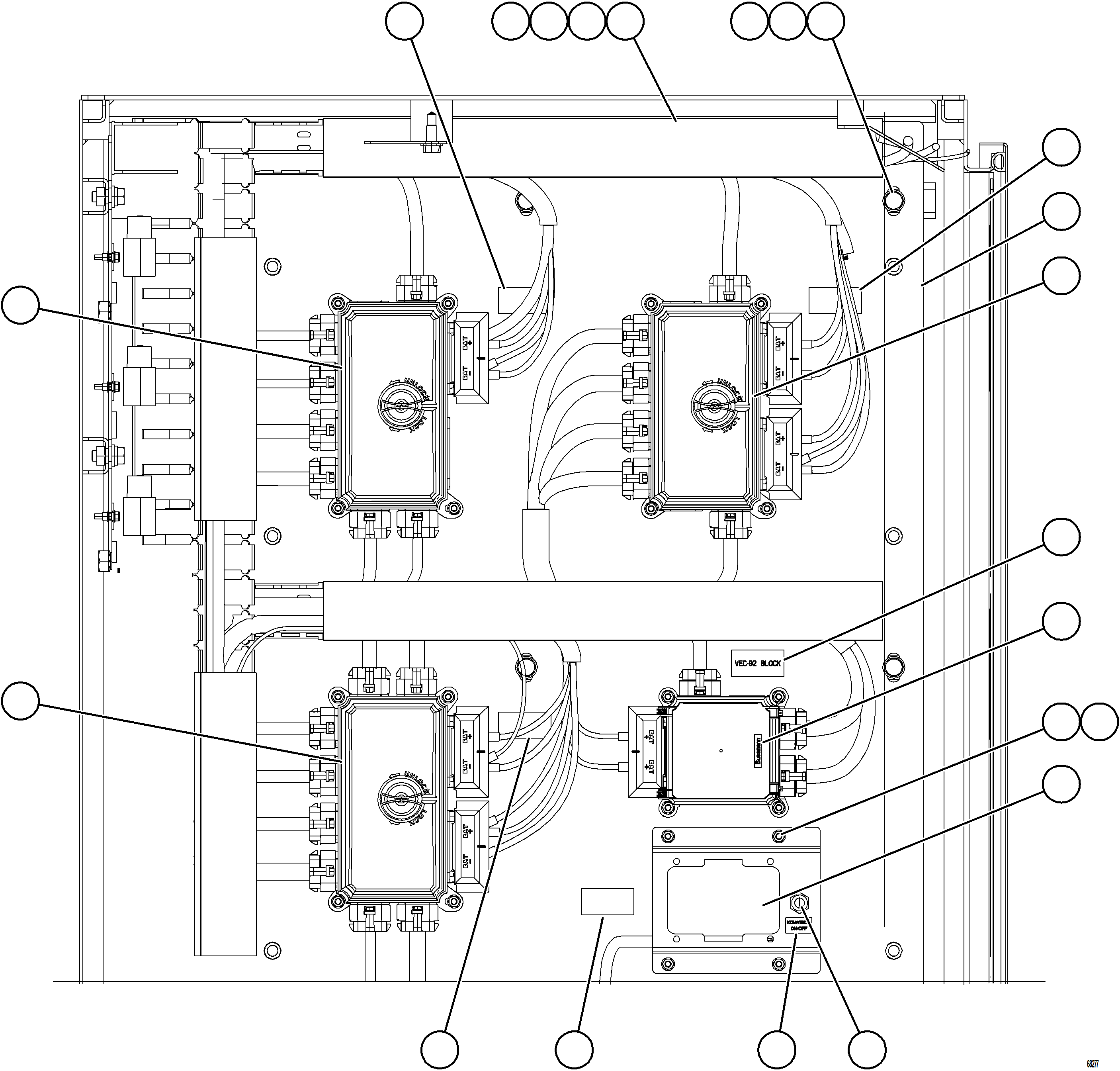 Komatsu parts book diagram for AFE77-D 830E-5 S/N A50007 & A50018  UNITED TACONITE: AUXILIARY CTRL CABINET COMPONENTS - RH WALL    1/2