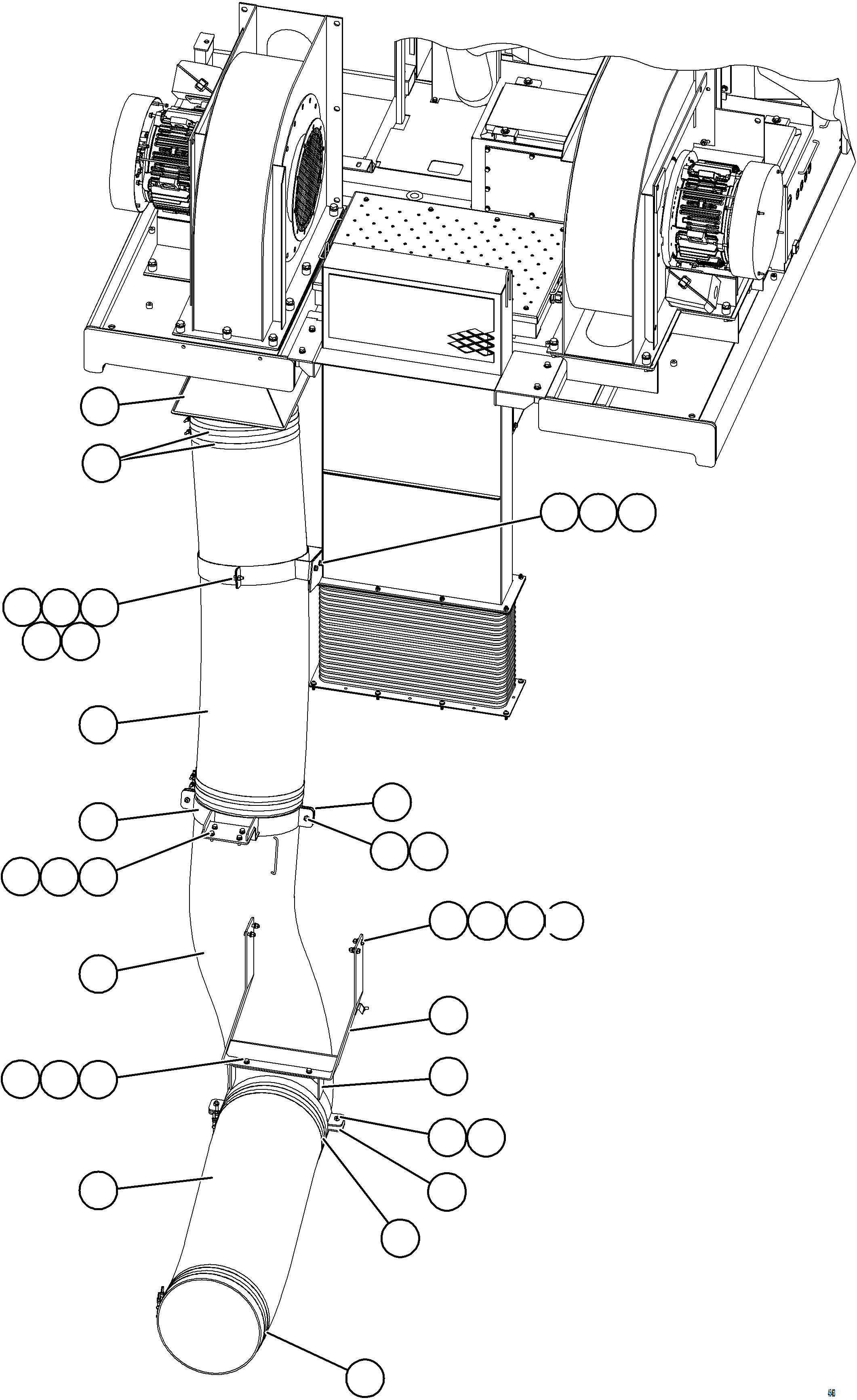 Komatsu parts book diagram for AFE77-D 830E-5 S/N A50007 & A50018  UNITED TACONITE: BLOWER INLET INSTALLATION    2/2