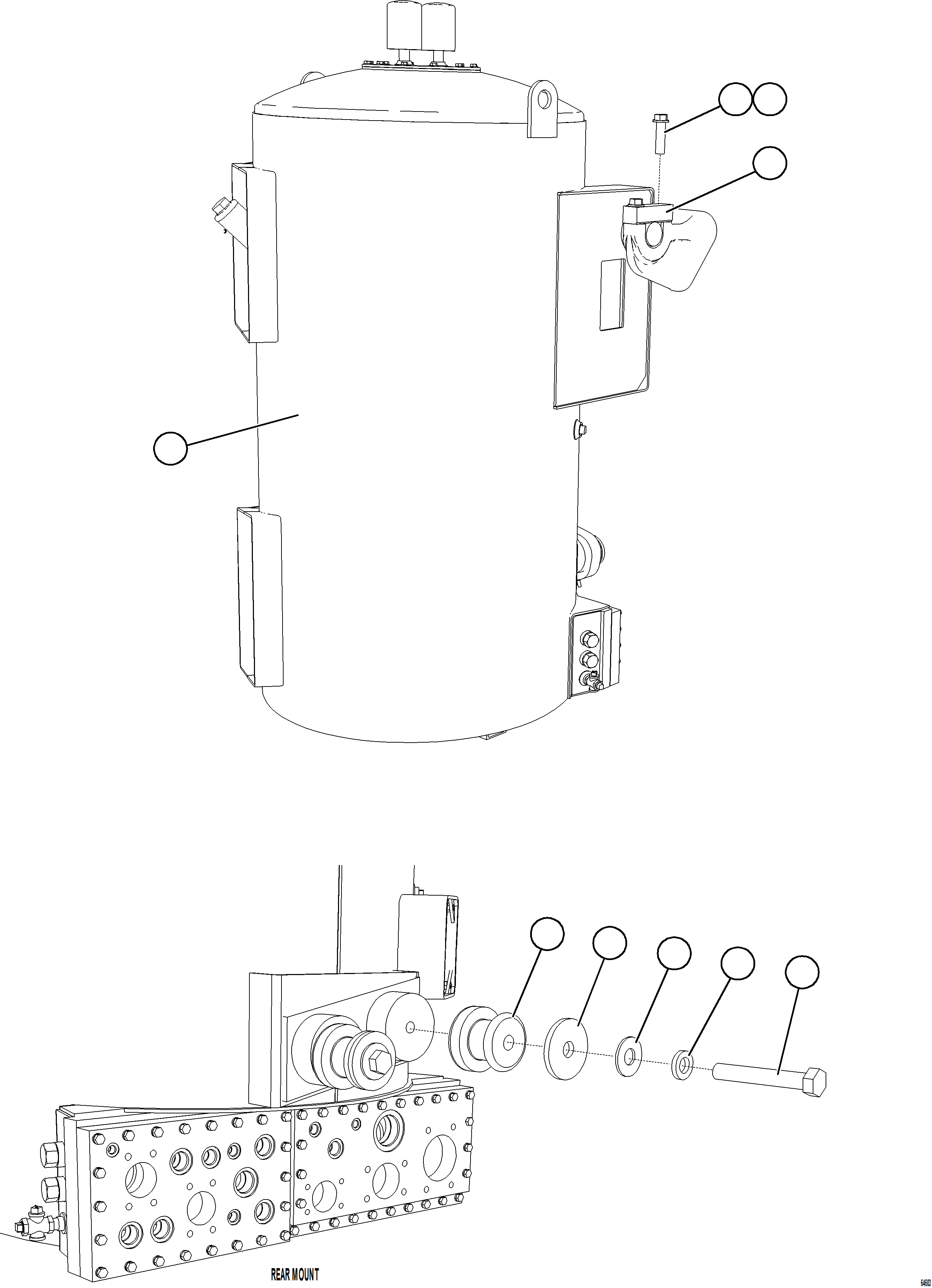 Komatsu parts book diagram for AFE77-D 830E-5 S/N A50007 & A50018  UNITED TACONITE: HYDRAULIC TANK INSTALLATION