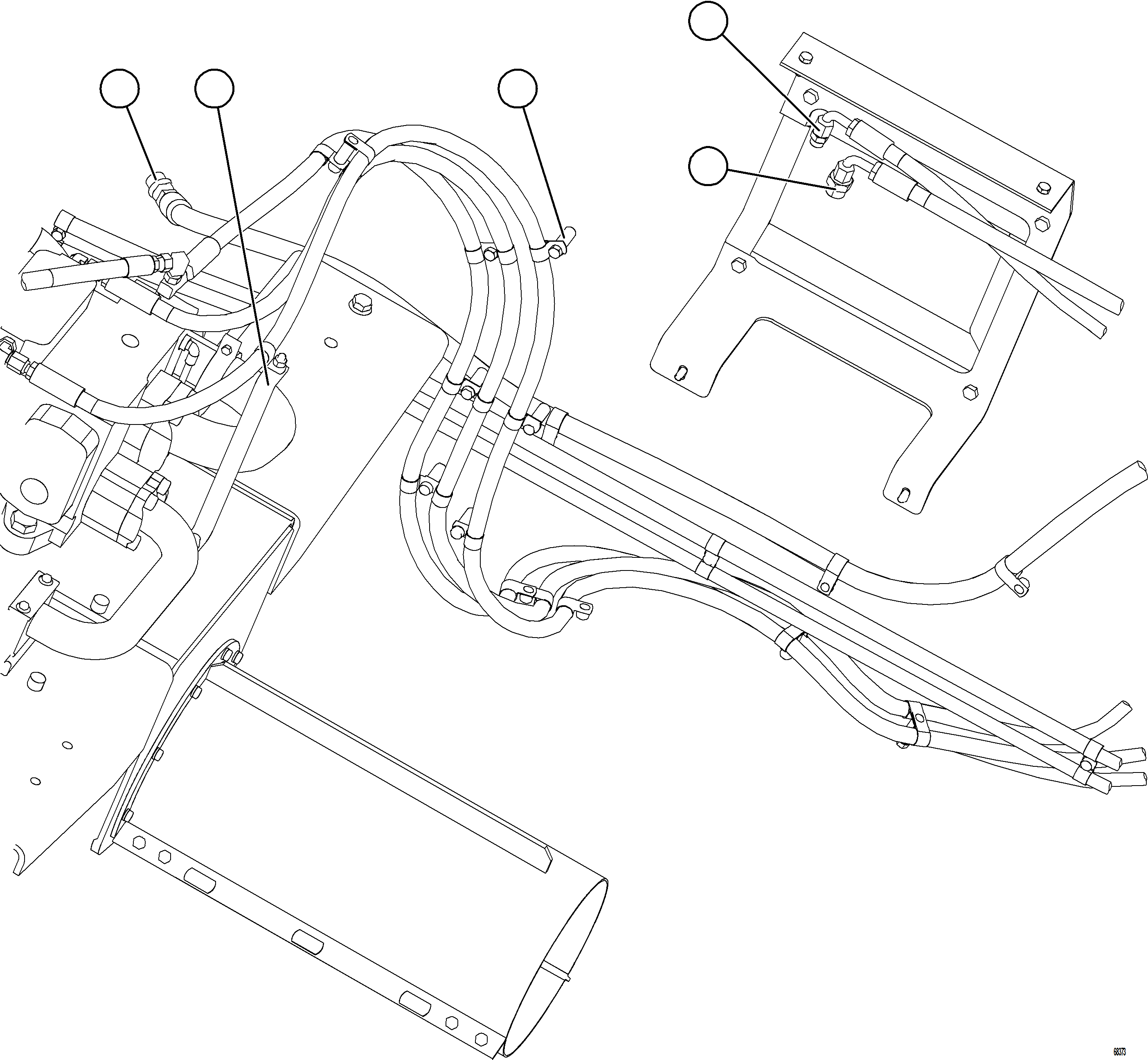 Komatsu parts book diagram for AFE77-D 830E-5 S/N A50007 & A50018  UNITED TACONITE: HYDRAULIC BRAKE CABINET HOSE ROUTING    2/3