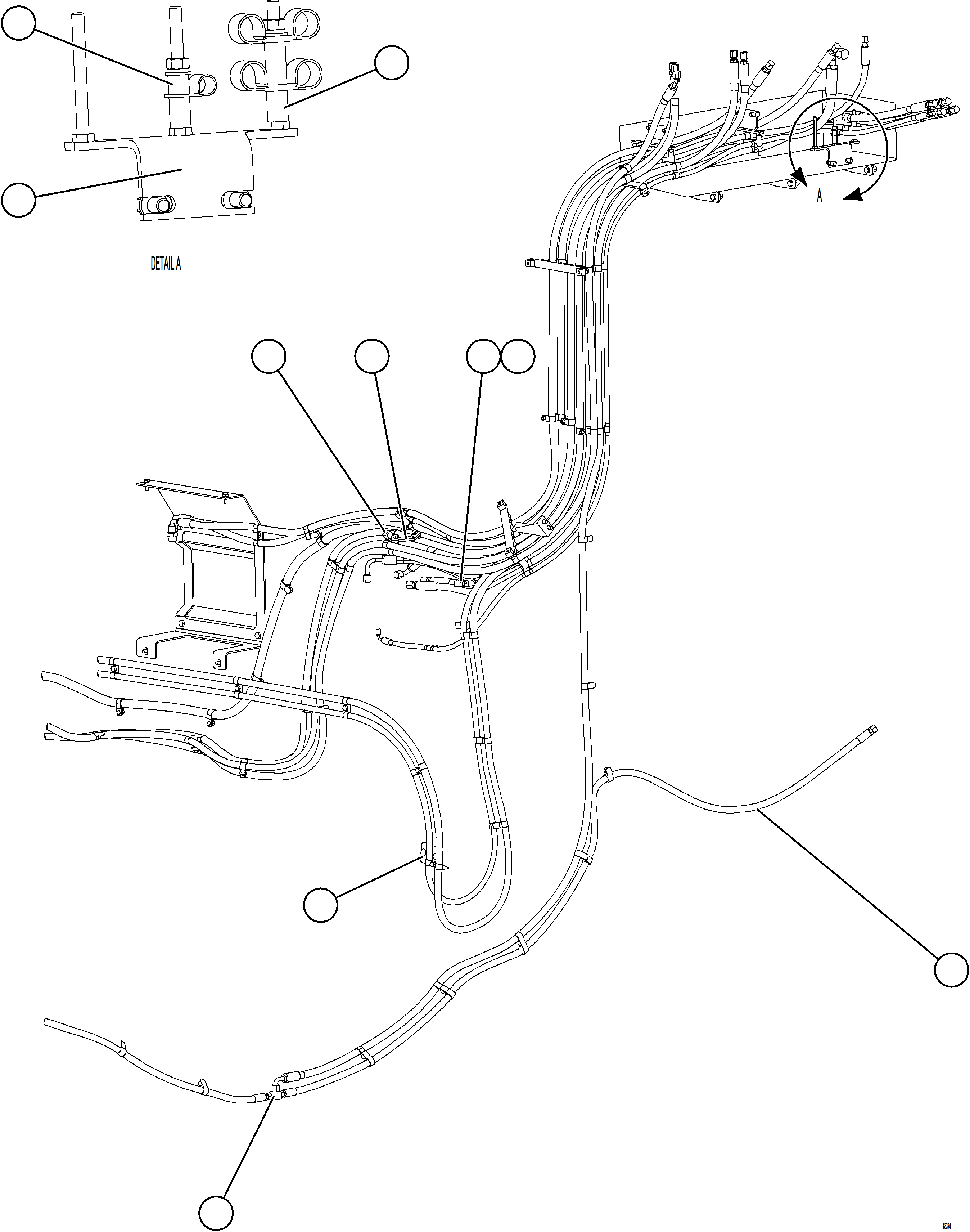Komatsu parts book diagram for AFE77-D 830E-5 S/N A50007 & A50018  UNITED TACONITE: HYDRAULIC BRAKE CABINET HOSE ROUTING    3/3
