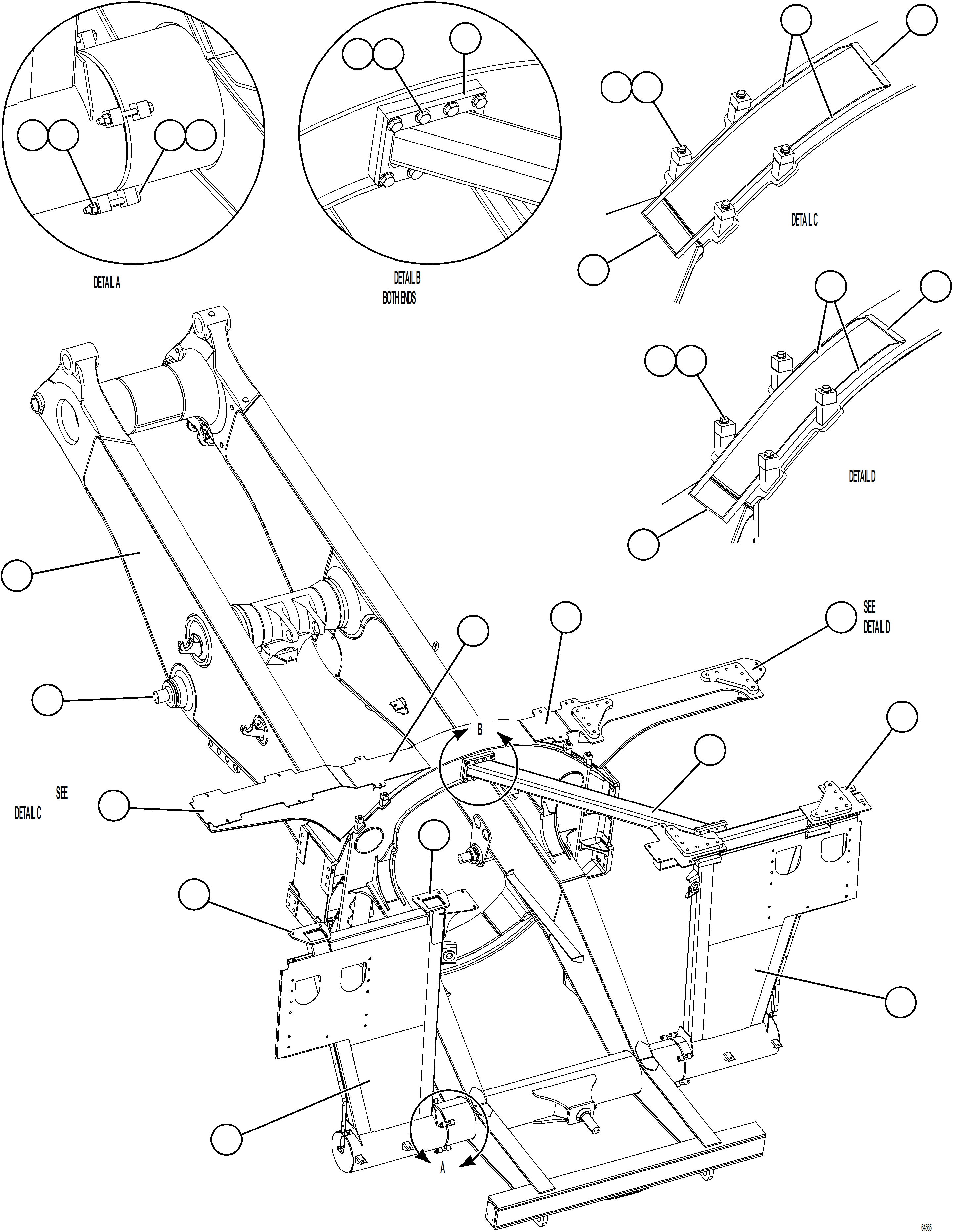 Komatsu parts book diagram for AFE77-D 830E-5 S/N A50007 & A50018  UNITED TACONITE: FRAME & UPRIGHTS