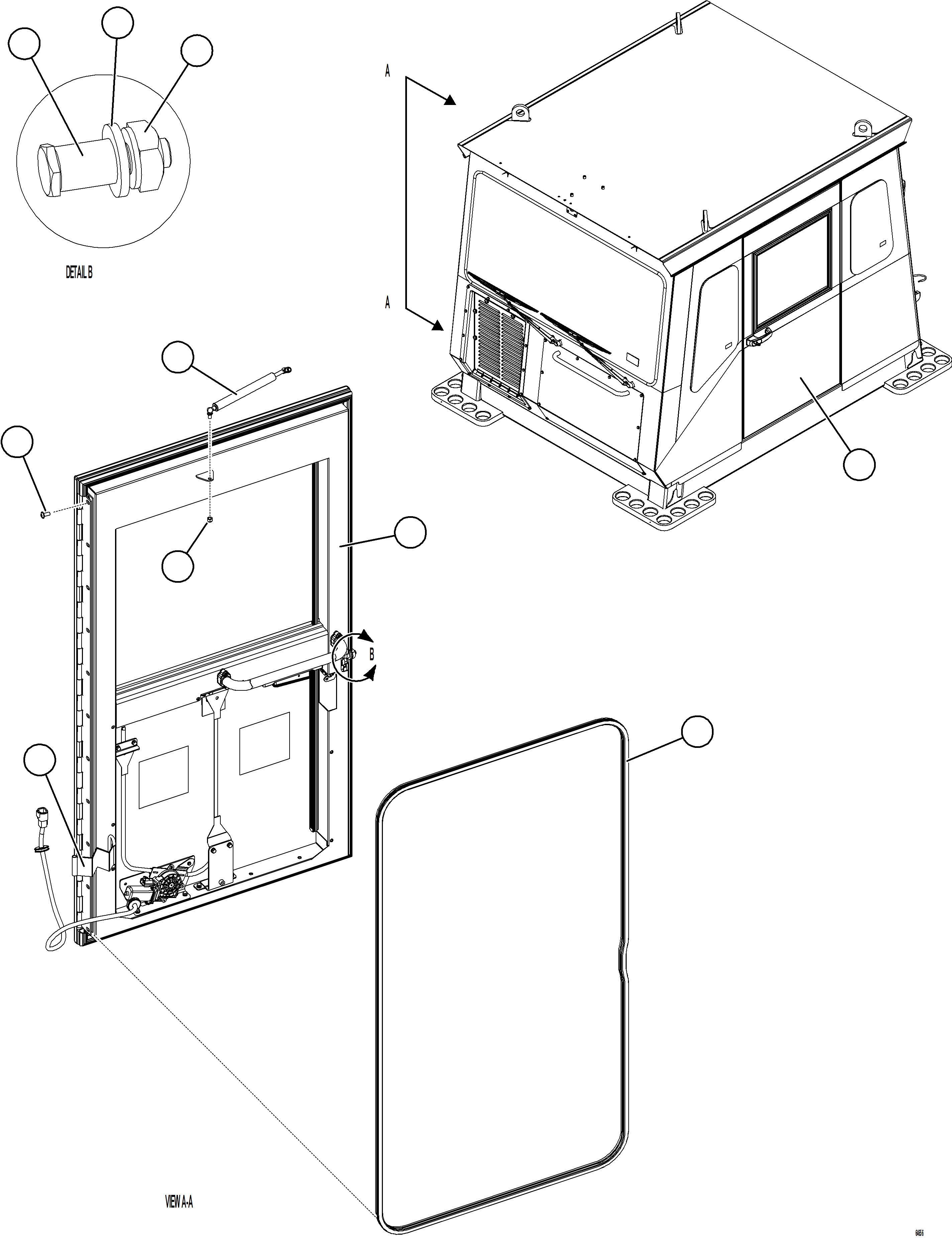 Komatsu parts book diagram for AFE77-D 830E-5 S/N A50007 & A50018  UNITED TACONITE: CAB DOOR INSTALLATION