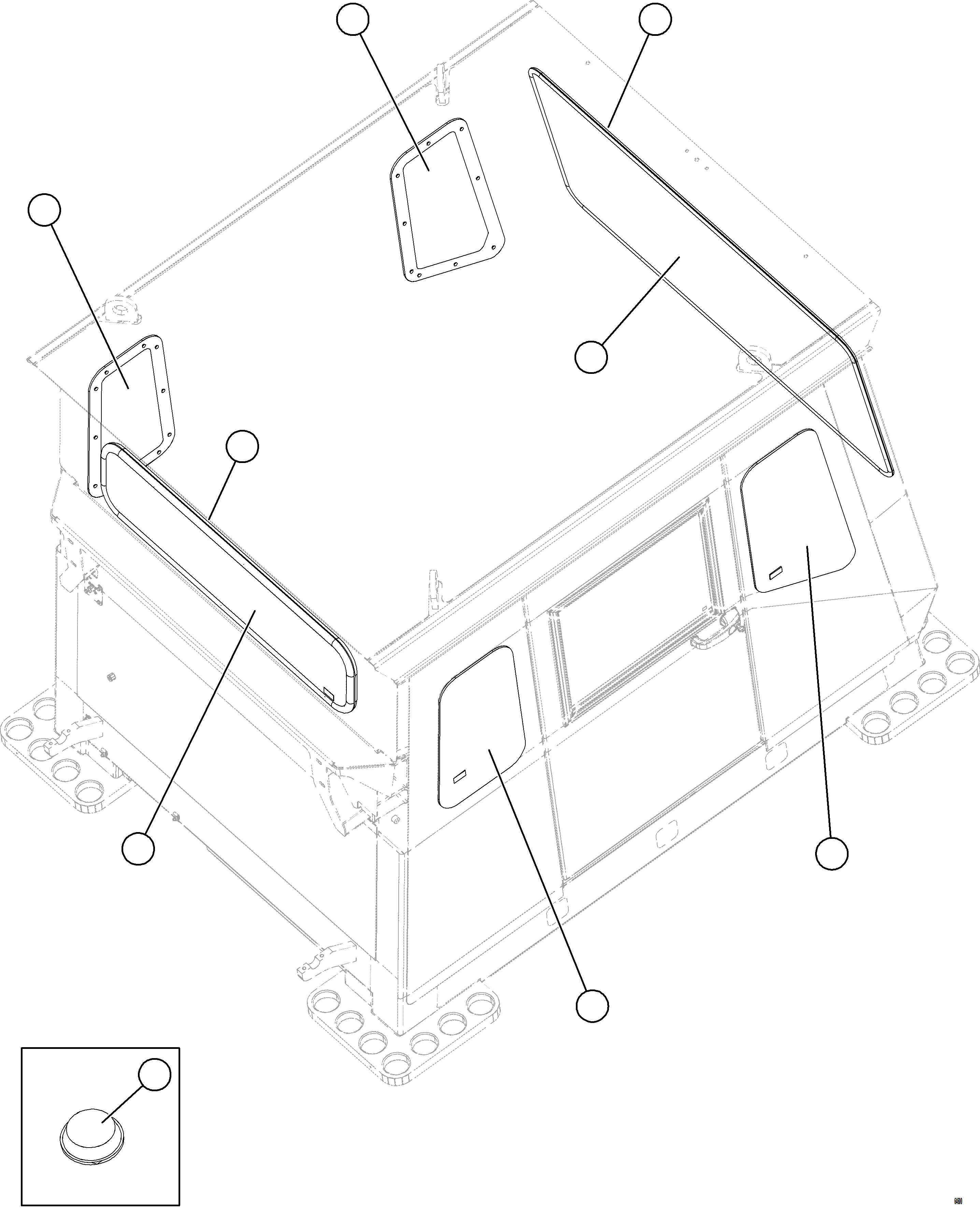 Komatsu parts book diagram for AFE77-D 830E-5 S/N A50007 & A50018  UNITED TACONITE: CAB WINDOWS