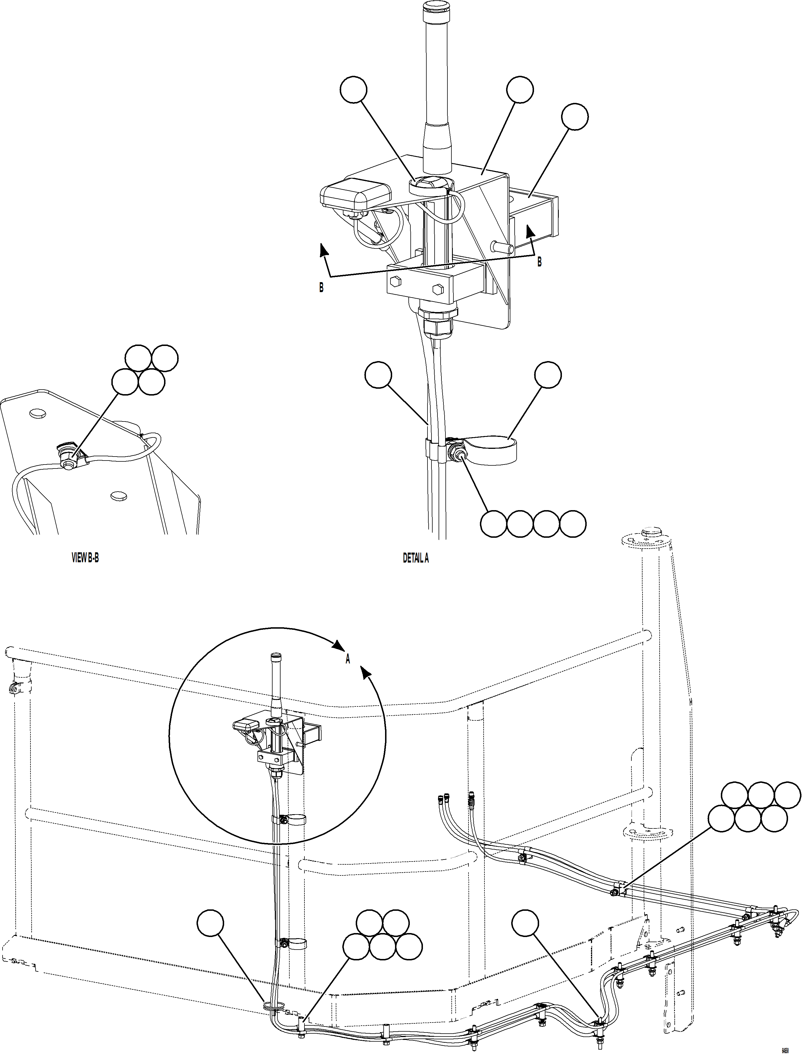 Komatsu parts book diagram for AFE77-D 830E-5 S/N A50007 & A50018  UNITED TACONITE: KOMTRAX PLUS ANTENNA INSTALLATION