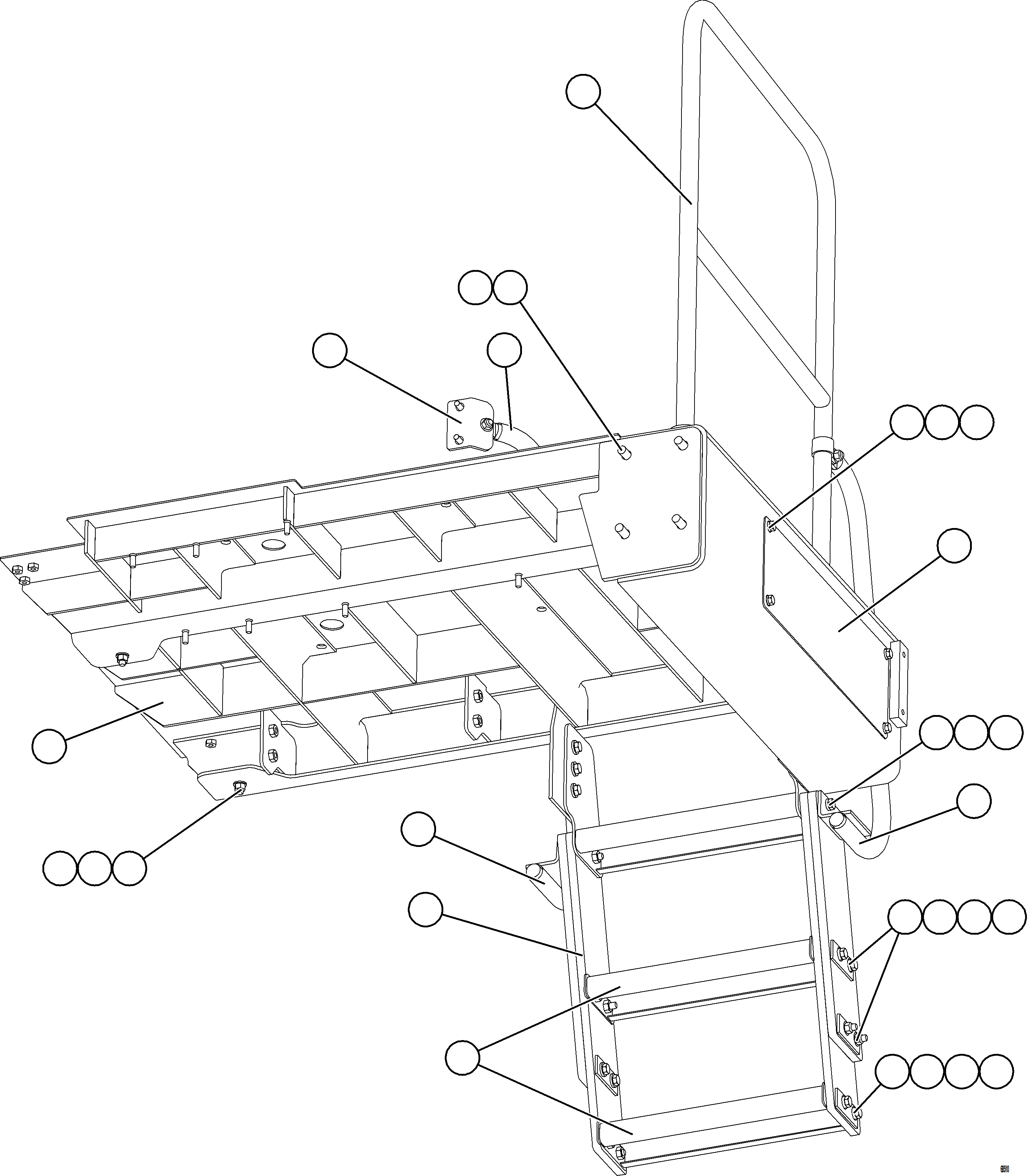 Komatsu parts book diagram for AFE77-D 830E-5 S/N A50007 & A50018  UNITED TACONITE: LH STEPS & PLATFORM