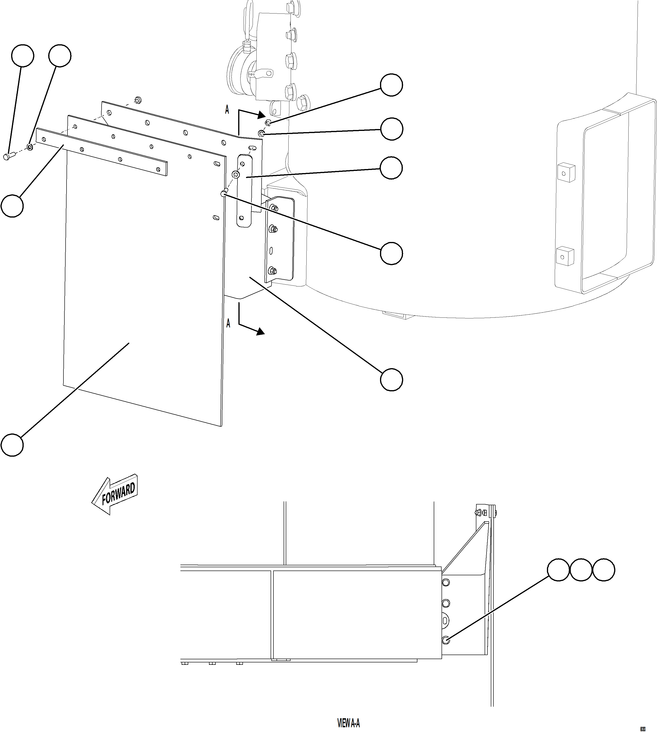 Komatsu parts book diagram for AFE77-D 830E-5 S/N A50007 & A50018  UNITED TACONITE: HYDRAULIC MUD FLAPS