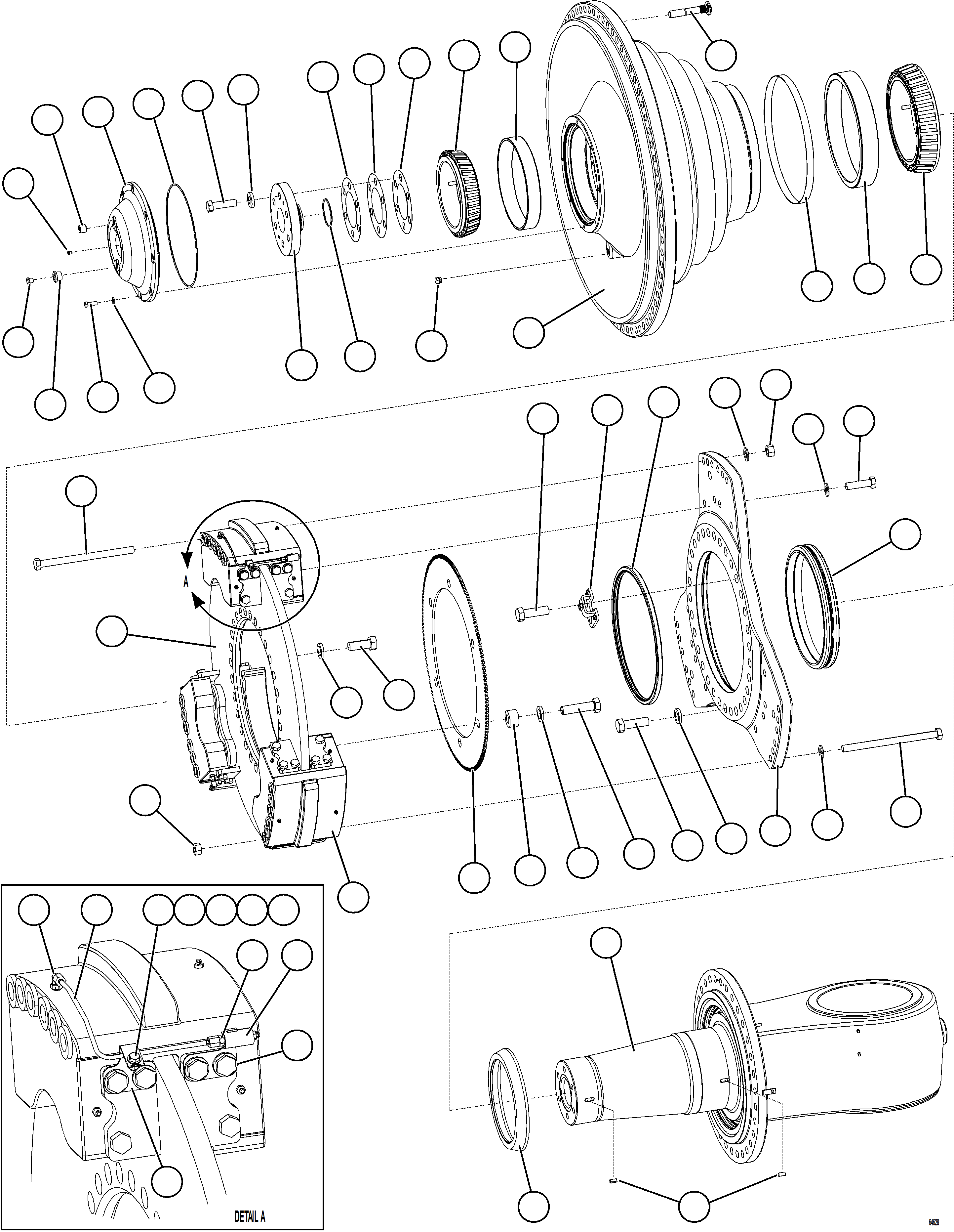 Komatsu parts book diagram for AFE77-D 830E-5 S/N A50007 & A50018  UNITED TACONITE: SPINDLE, HUB & BRAKE ASSEMBLY (CW)    58E-32-50111