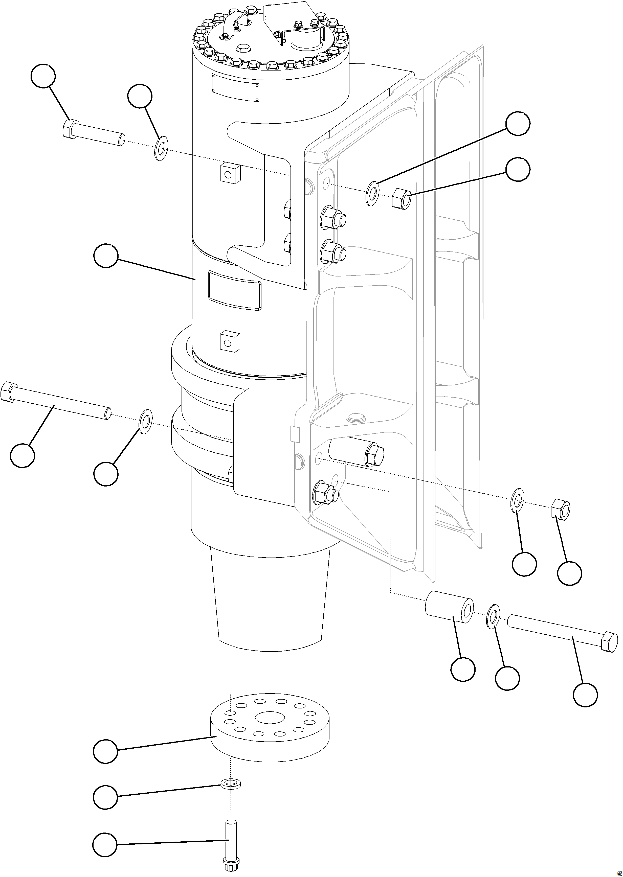 Komatsu parts book diagram for AFE77-D 830E-5 S/N A50007 & A50018  UNITED TACONITE: FRONT SUSPENSION INSTALLATION