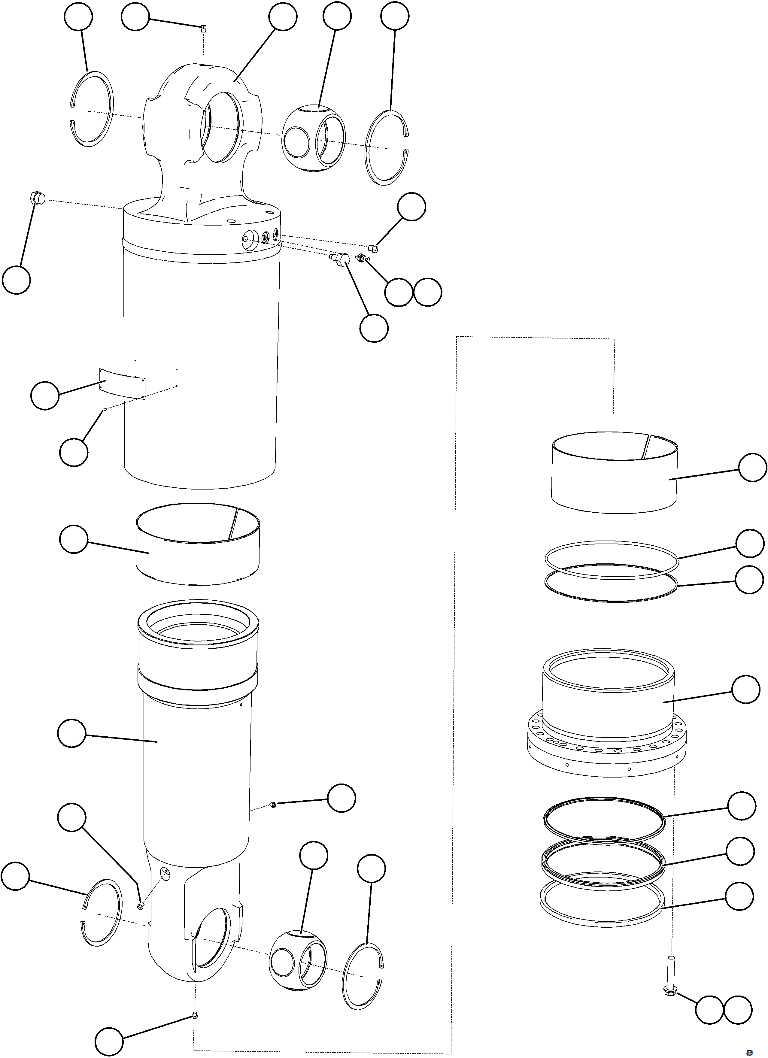 Komatsu parts book diagram for AFE77-D 830E-5 S/N A50007 & A50018  UNITED TACONITE: REAR SUSPENSION W/BEARINGS (CW)    EM8839