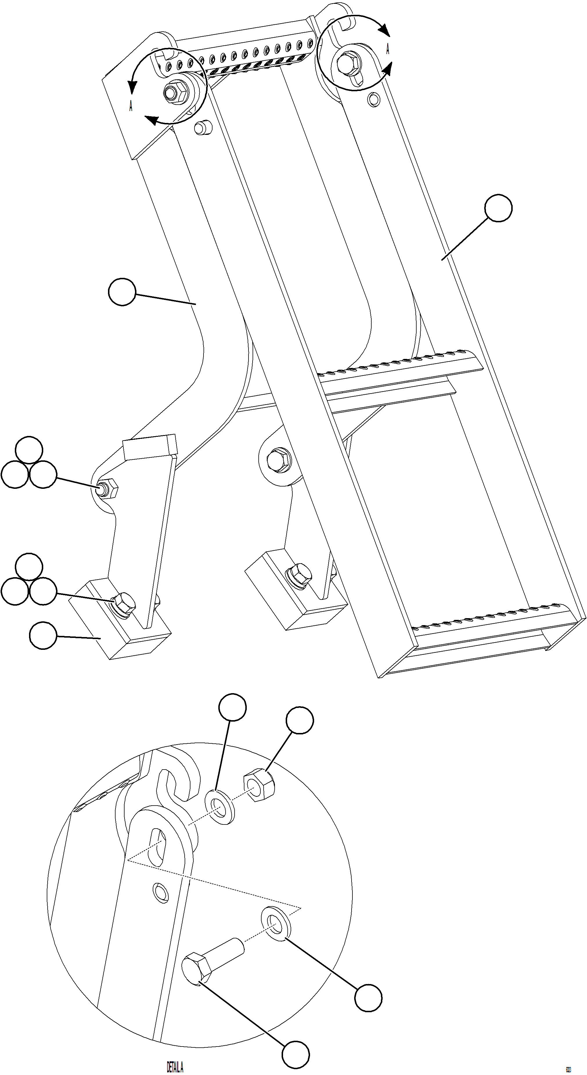 Komatsu parts book diagram for AFE77-D 830E-5 S/N A50007 & A50018  UNITED TACONITE: REAR AXLE SERVICE CENTER LADDER
