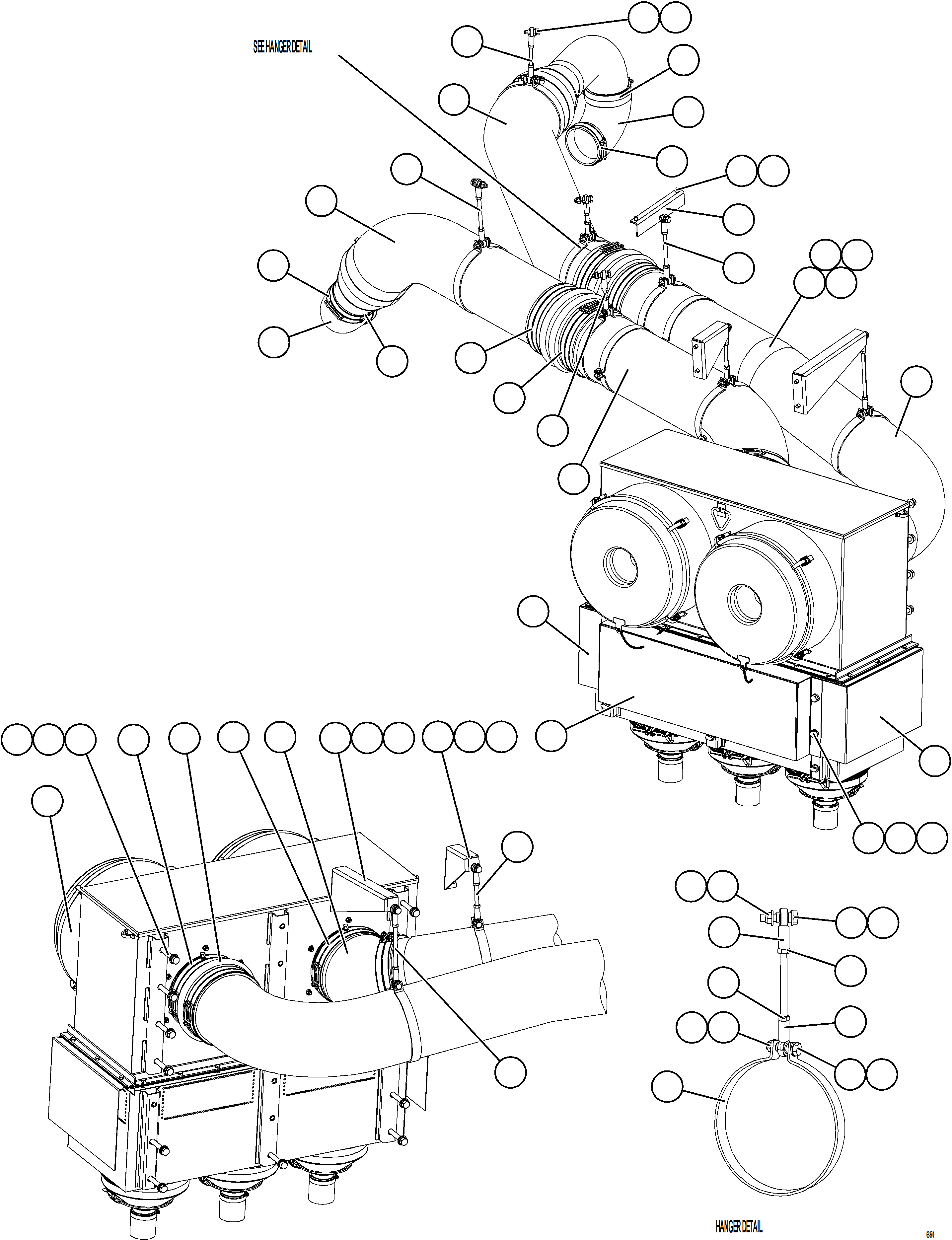 Dump Trucks Komatsu / AFE77-H 830E-5 S/N A50020 - A50021, A50023, A50027 TACORA(AFE77-H) / LH AIR CLEANER PIPING(008 : 68870)