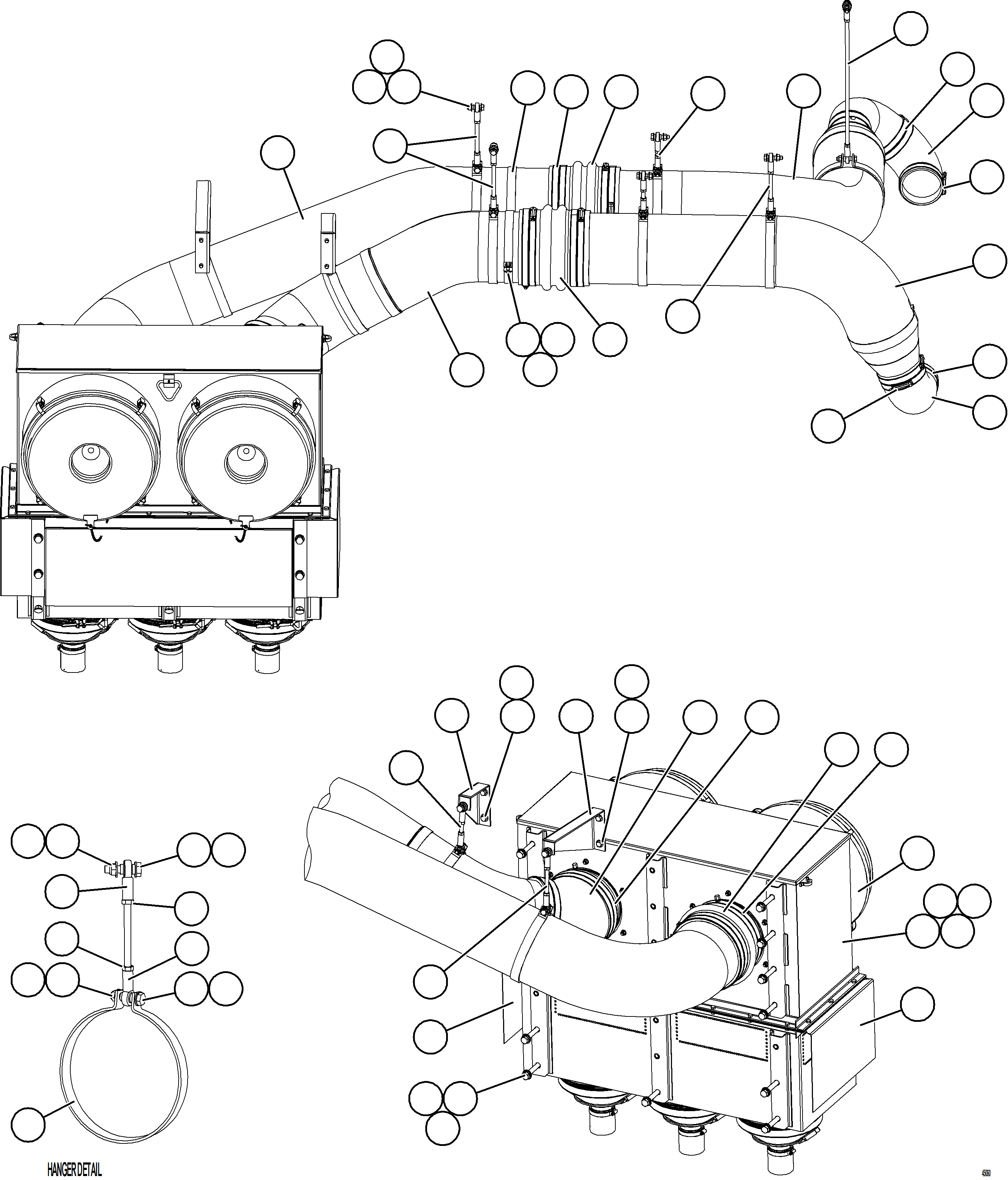 Dump Trucks Komatsu / AFE77-H 830E-5 S/N A50020 - A50021, A50023, A50027 TACORA(AFE77-H) / RH AIR CLEANER PIPING(010 : 45060)