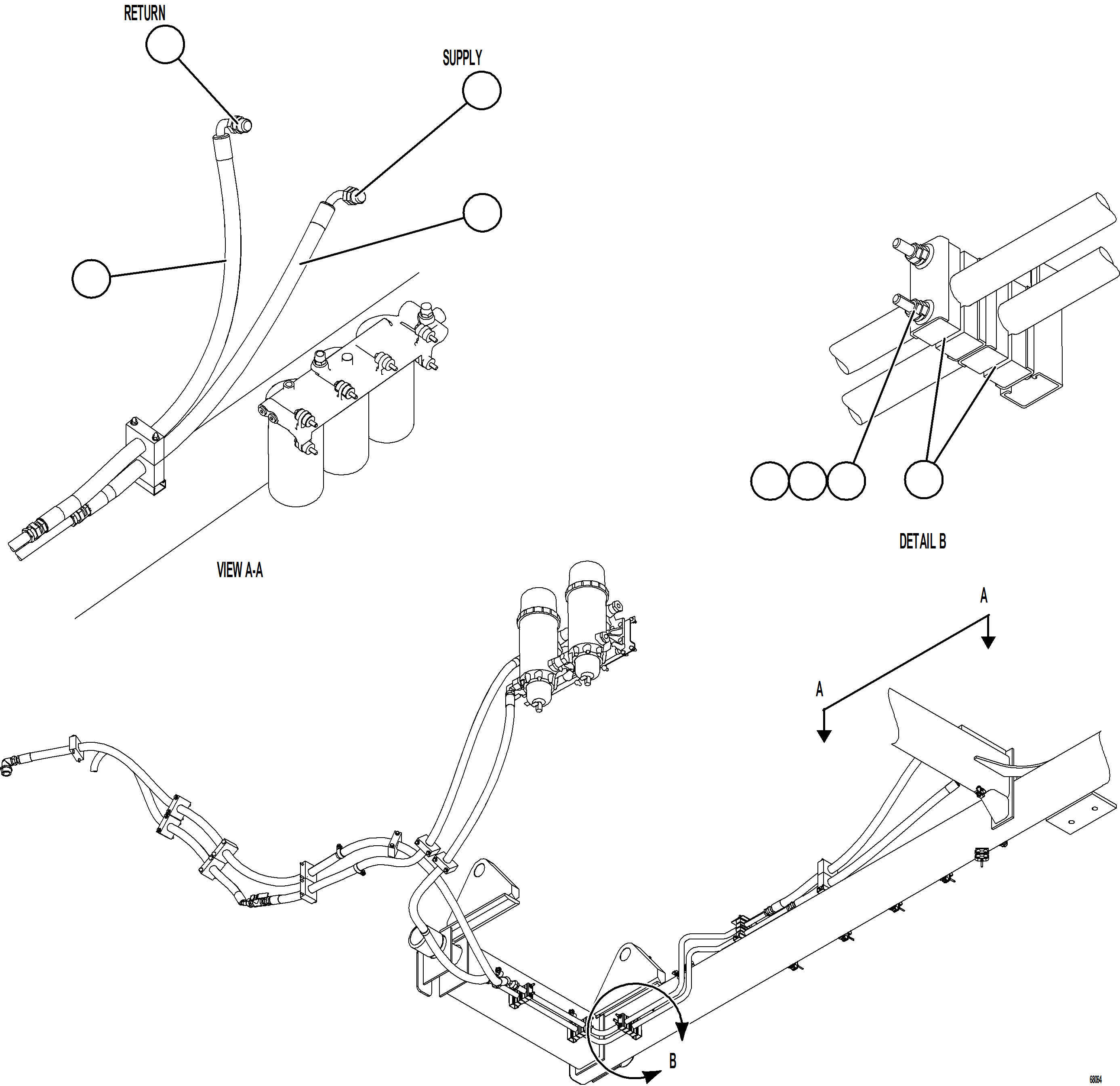 Dump Trucks Komatsu / AFE77-H 830E-5 S/N A50020 - A50021, A50023, A50027 TACORA(AFE77-H) / FUEL SYSTEM PIPING    3/5(060 : 68064)