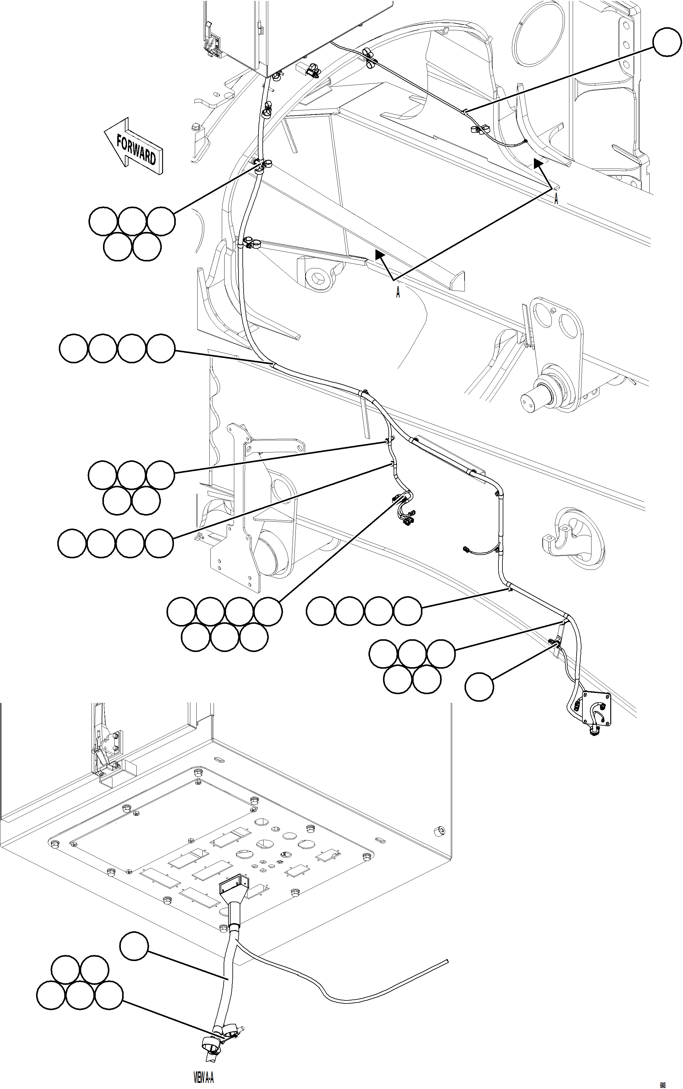 Dump Trucks Komatsu / AFE77-H 830E-5 S/N A50020 - A50021, A50023, A50027 TACORA(AFE77-H) / LEFT REAR FRAME RAIL HARNESS(170 : 68406)