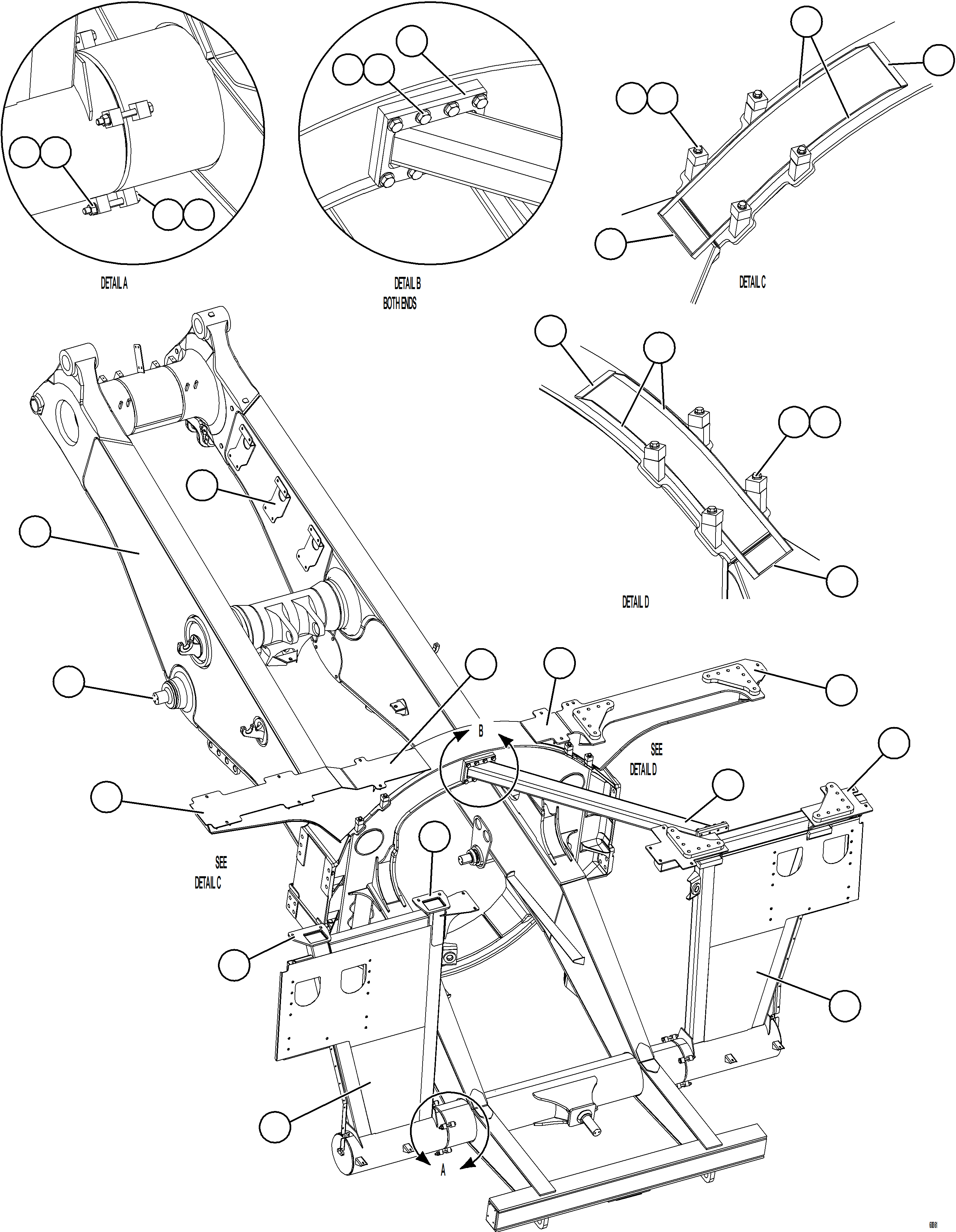 Dump Trucks Komatsu / AFE77-H 830E-5 S/N A50020 - A50021, A50023, A50027 TACORA(AFE77-H) / FRAME & UPRIGHTS(442 : 68861)