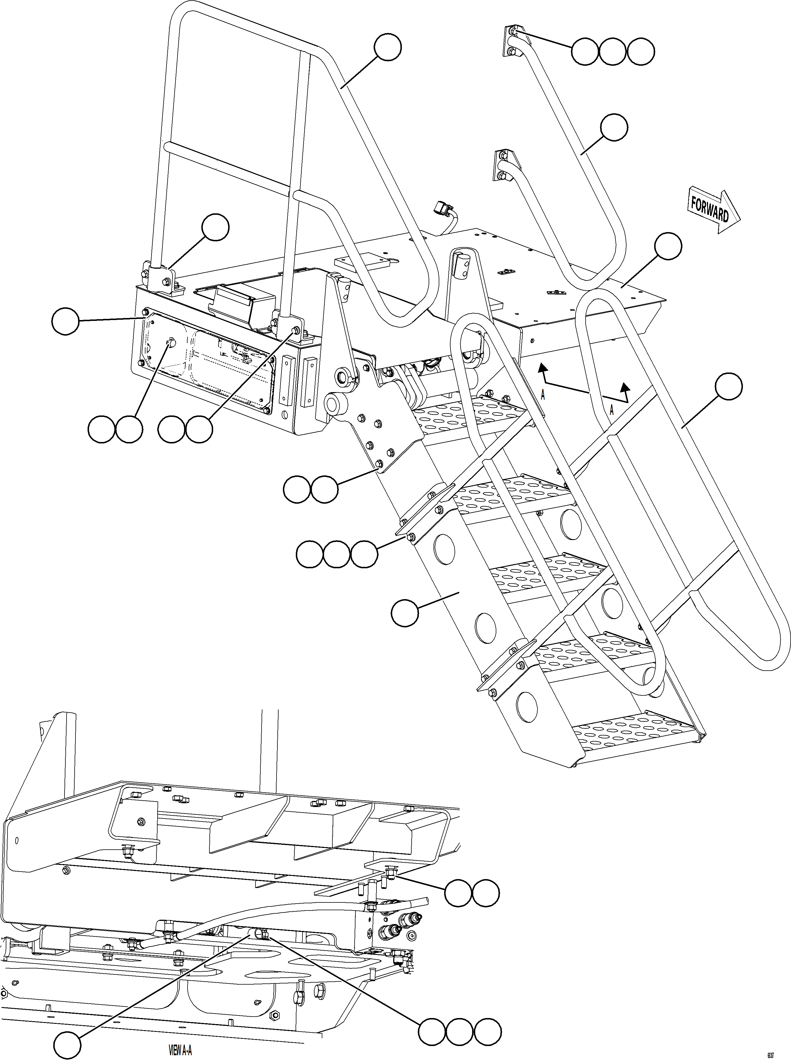 Dump Trucks Komatsu / AFE77-H 830E-5 S/N A50020 - A50021, A50023, A50027 TACORA(AFE77-H) / LH STEPS & PLATFORM(568 : 68357)