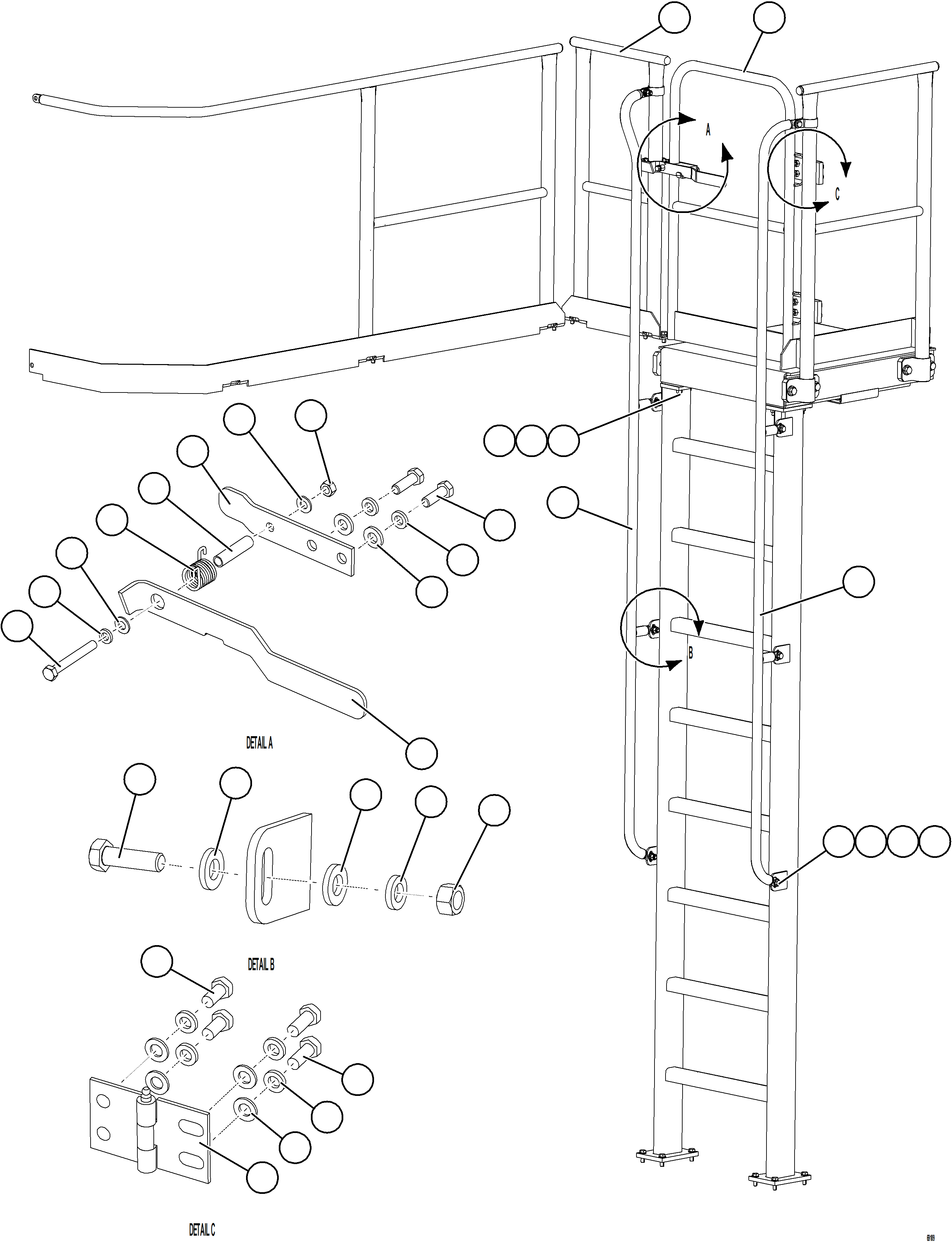 Dump Trucks Komatsu / AFE77-H 830E-5 S/N A50020 - A50021, A50023, A50027 TACORA(AFE77-H) / RH GATE & LADDER    (S/N A50027)(580 : 69109)