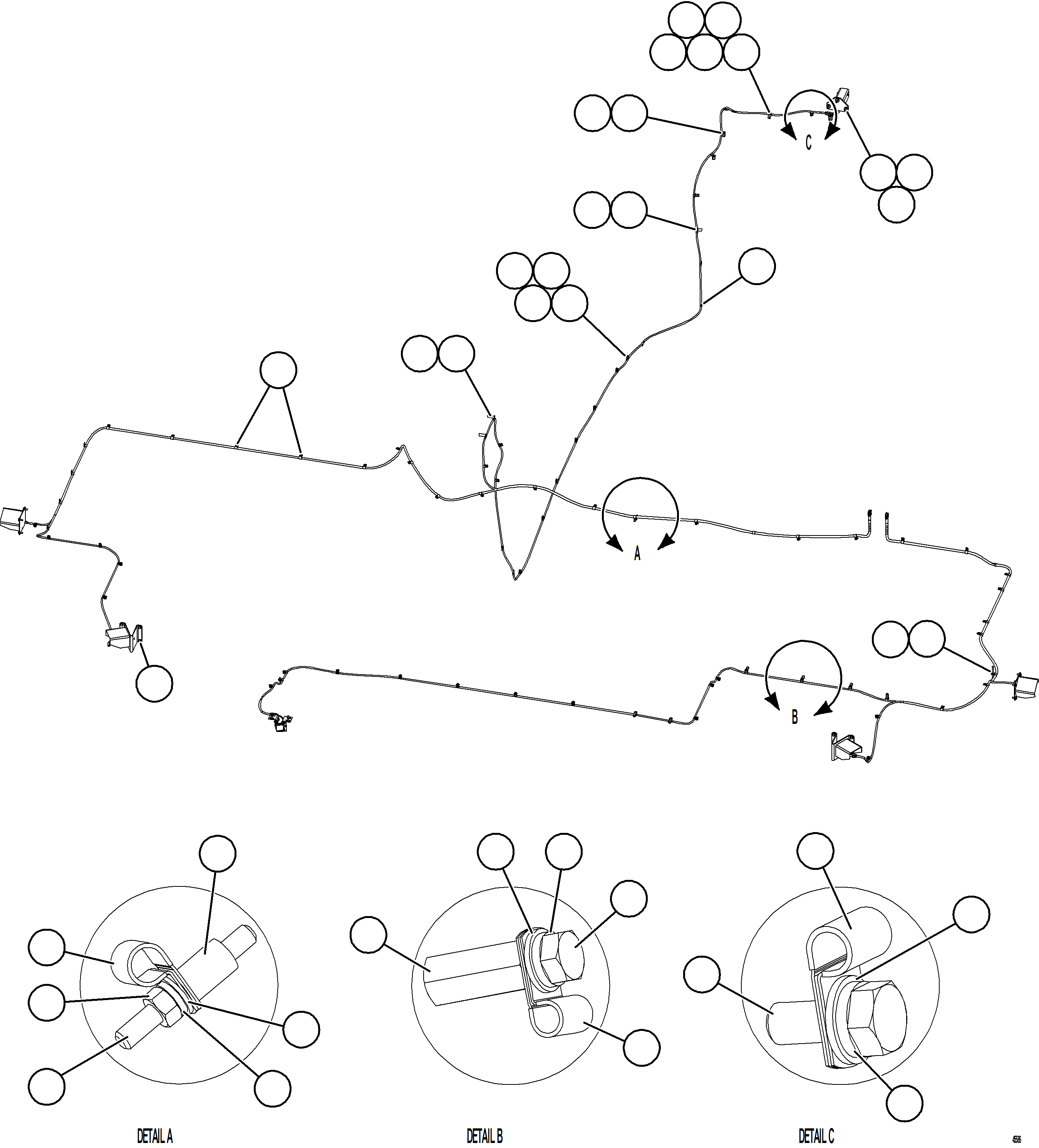 Dump Trucks Komatsu / AFE77-H 830E-5 S/N A50020 - A50021, A50023, A50027 TACORA(AFE77-H) / KOMVISION CAMERA HARNESS ROUTING(812 : 45586)