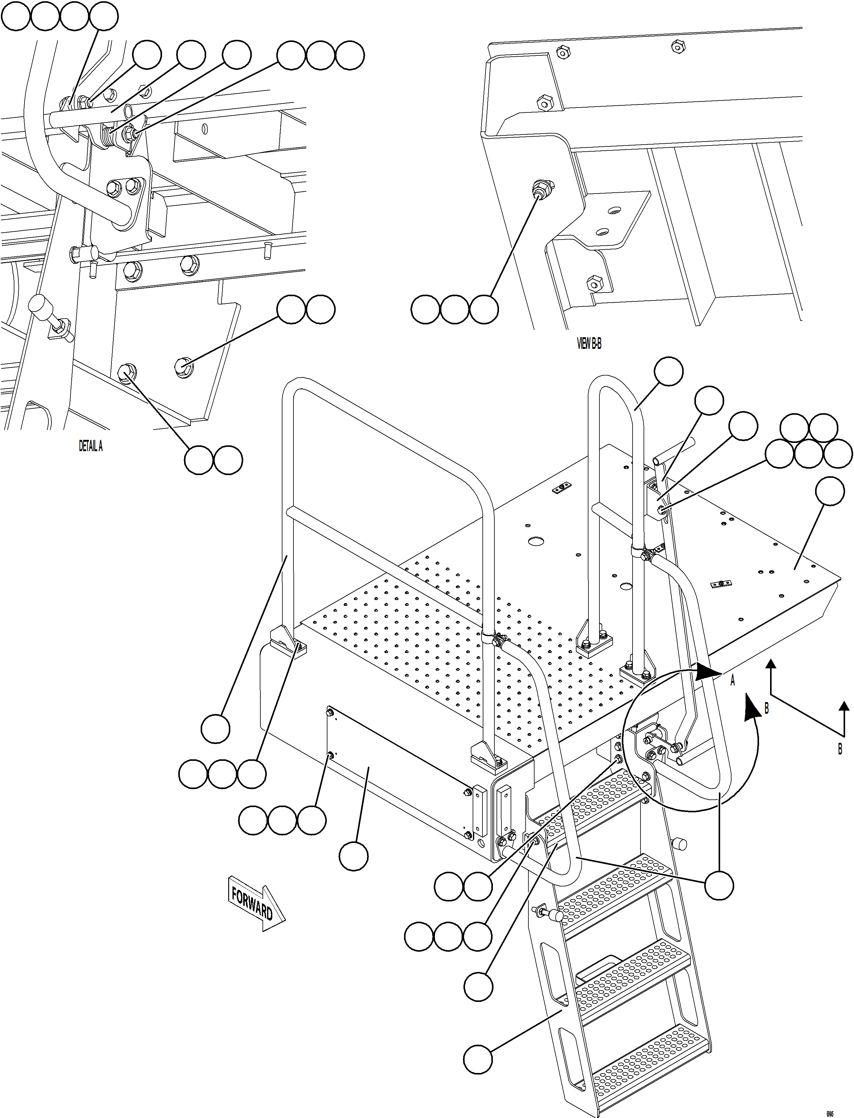 Dump Trucks Komatsu / AFE77-L 830E-5 S/N A50034 - A50038, A50041 - A50042  BOLIDEN(AFE77-L) / LH STEPS & PLATFORM(588 : 69045)