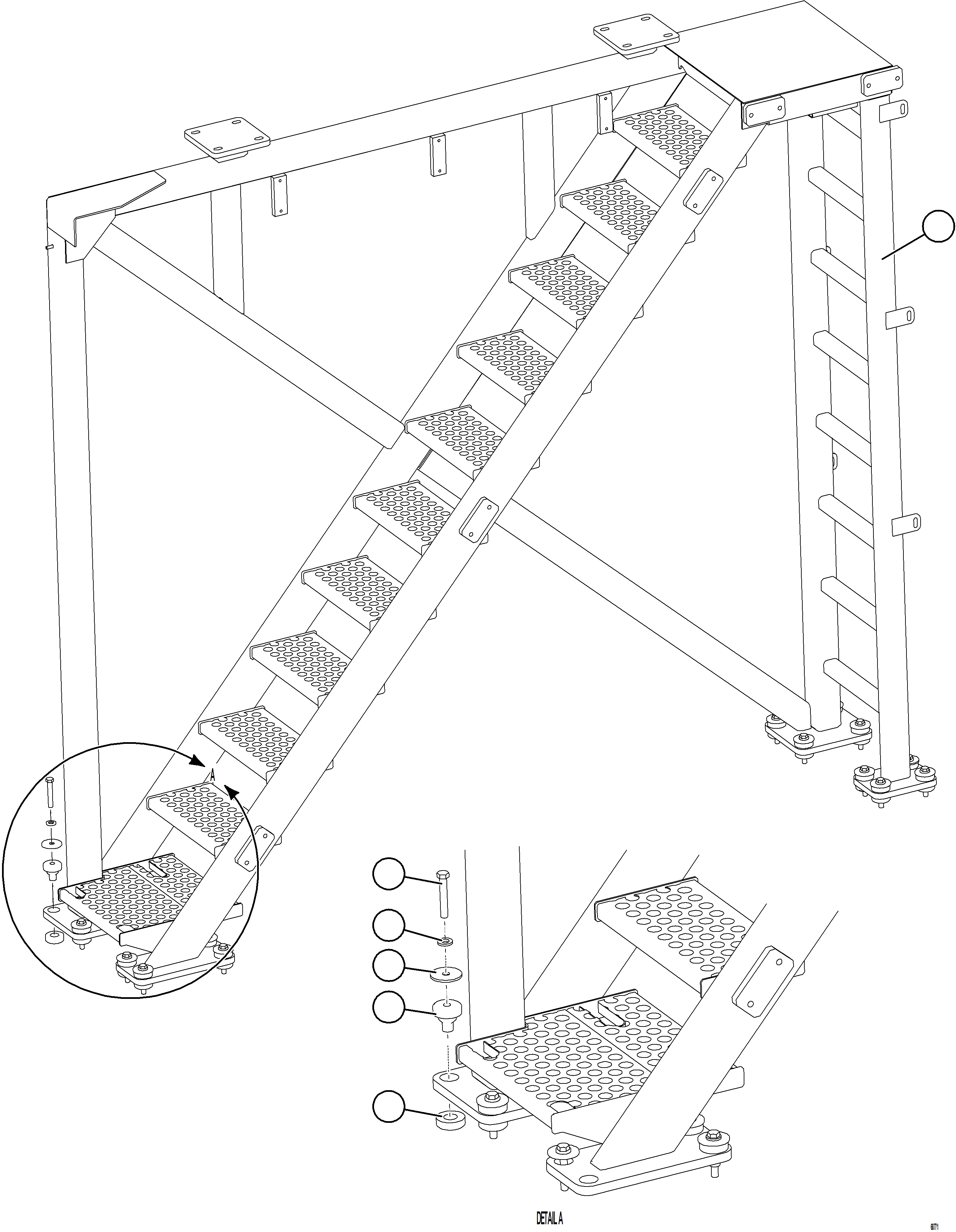 Dump Trucks Komatsu / AFE77-L 830E-5 S/N A50034 - A50038, A50041 - A50042  BOLIDEN(AFE77-L) / DIAGONAL LADDER INSTALLATION    1/2(598 : 68771)