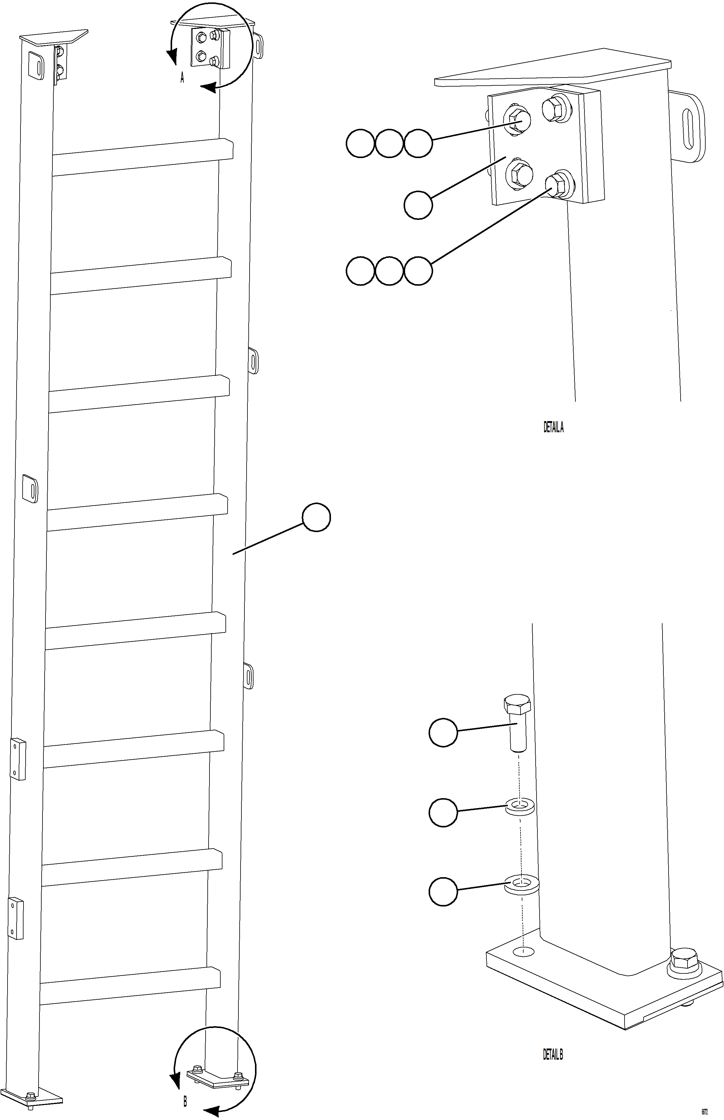 Dump Trucks Komatsu / AFE77-L 830E-5 S/N A50034 - A50038, A50041 - A50042  BOLIDEN(AFE77-L) / DIAGONAL LADDER INSTALLATION    2/2(600 : 68772)
