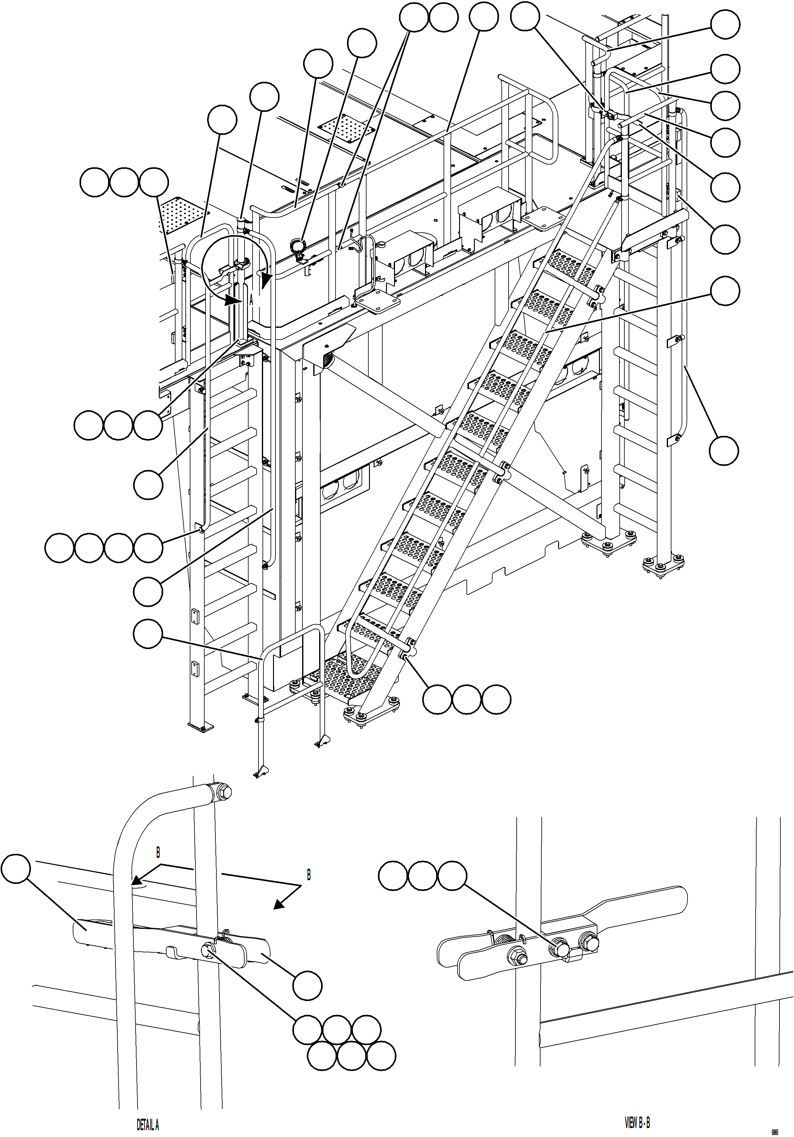 Dump Trucks Komatsu / AFE77-L 830E-5 S/N A50034 - A50038, A50041 - A50042  BOLIDEN(AFE77-L) / STAIRS & LADDERS HANDRAIL(608 : 69069)