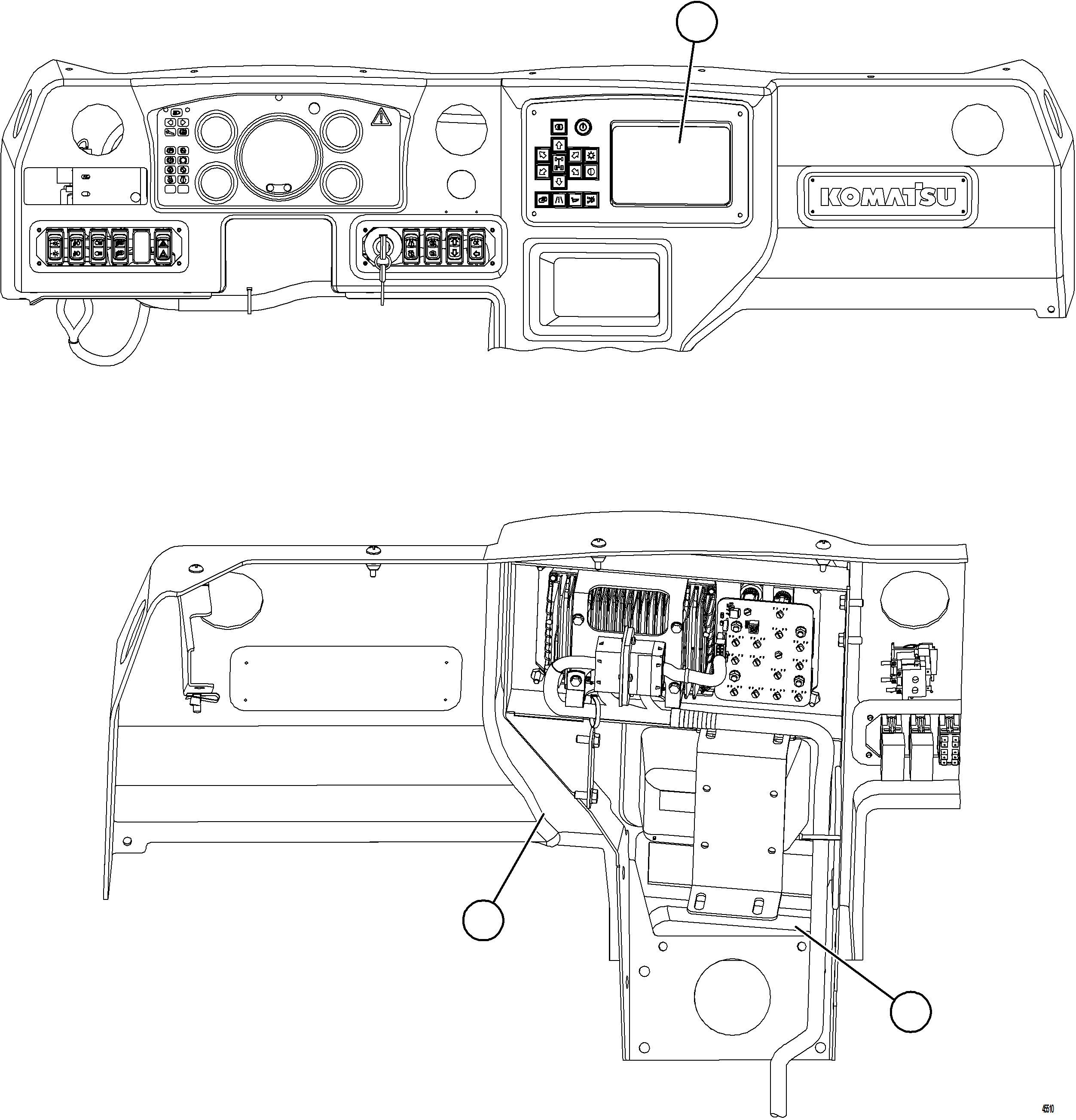 Dump Trucks Komatsu / AFE77-L 830E-5 S/N A50034 - A50038, A50041 - A50042  BOLIDEN(AFE77-L) / KOMVISION DASH MODULE INSTALLATION(814 : 45510)