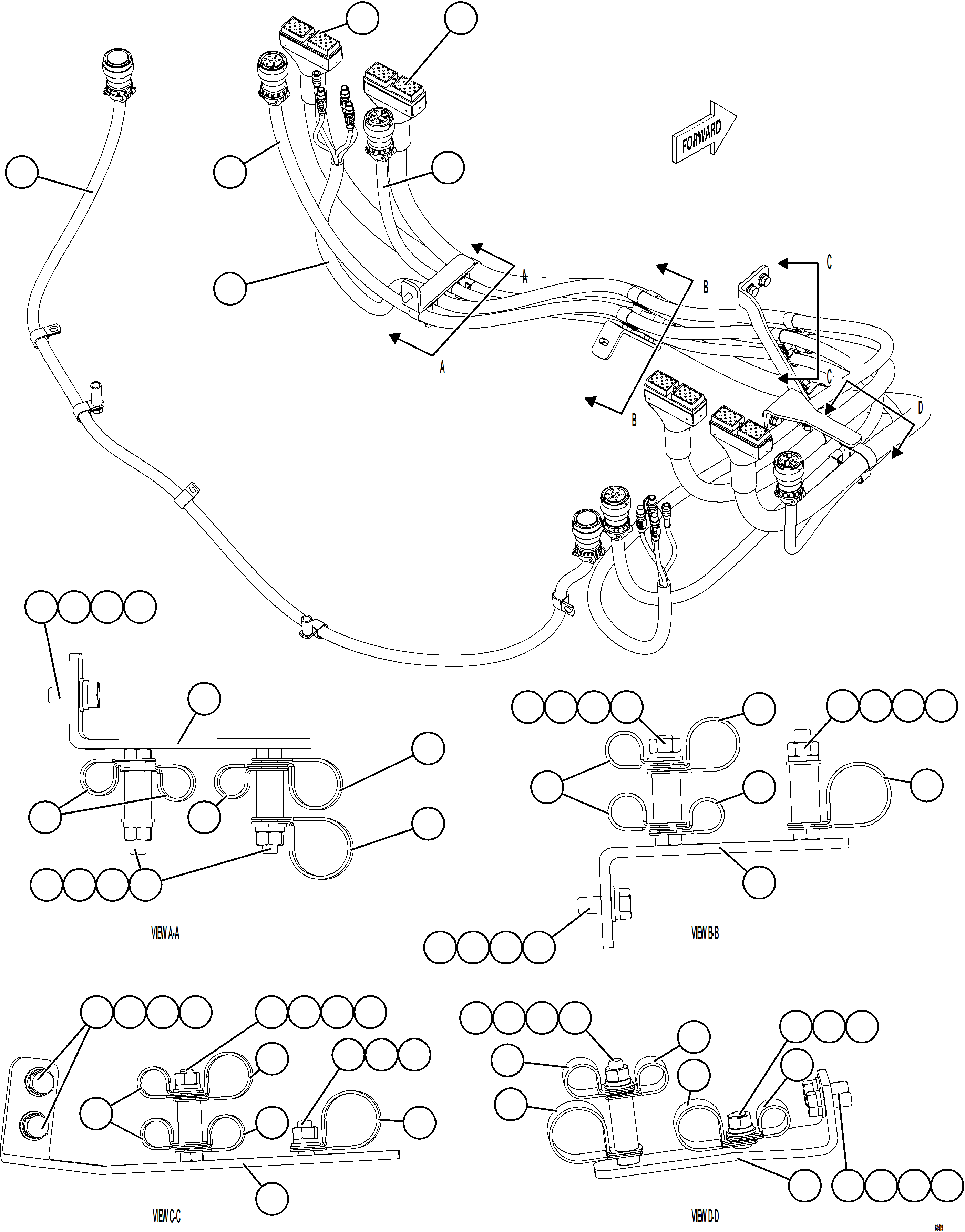 Dump Trucks Komatsu / AFE77-U 830E-5 S/N A50066 - A50067  COPPER MOUNTAIN(AFE77-U) / AUXILIARY CONTROL CABINET - CABLE CONNECTIONS  2/2(156 : 68419)
