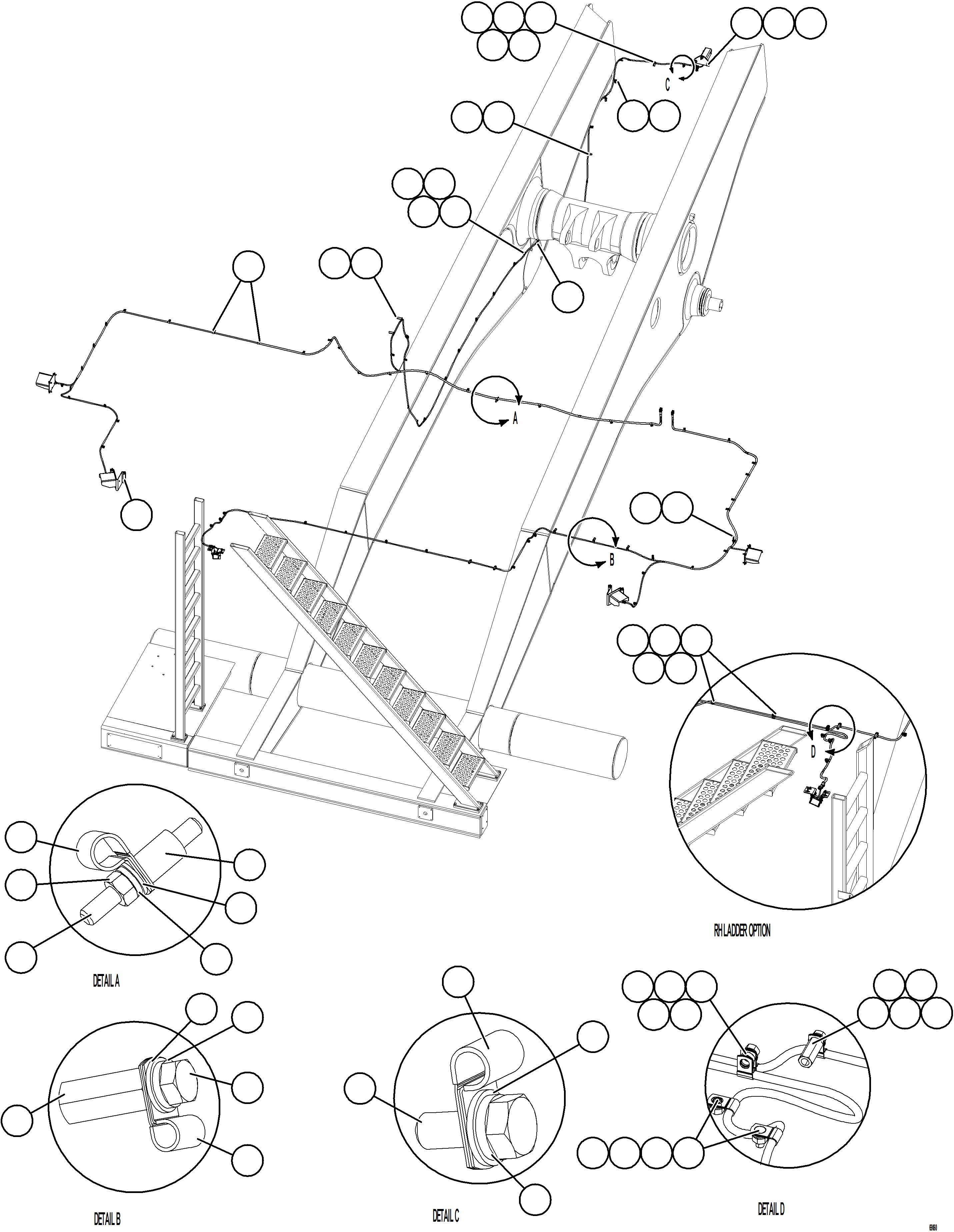Dump Trucks Komatsu / AFE77-U 830E-5 S/N A50066 - A50067  COPPER MOUNTAIN(AFE77-U) / KOMVISION CAMERA HARNESS ROUTING(790 : 69060)