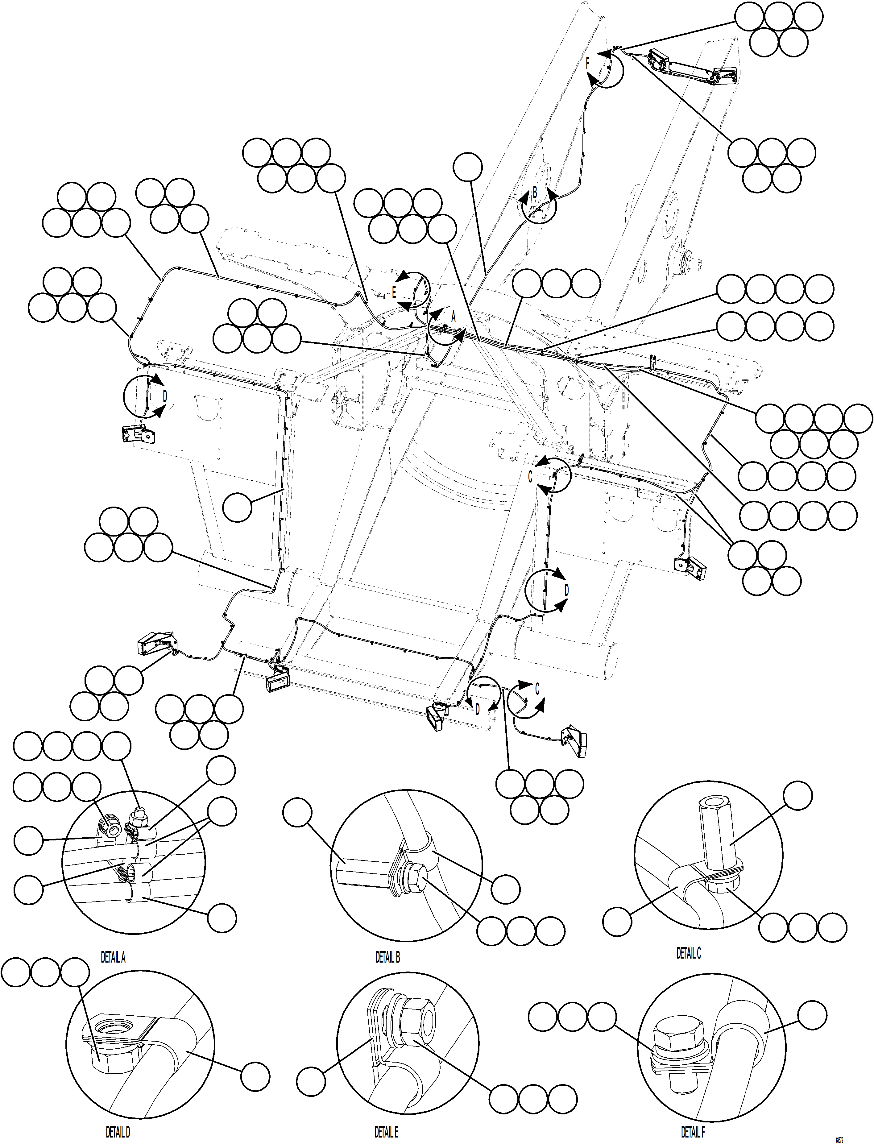 Dump Trucks Komatsu / AFE77-U 830E-5 S/N A50066 - A50067  COPPER MOUNTAIN(AFE77-U) / KOMVISION RADAR HARNESS ROUTING(804 : 68572)