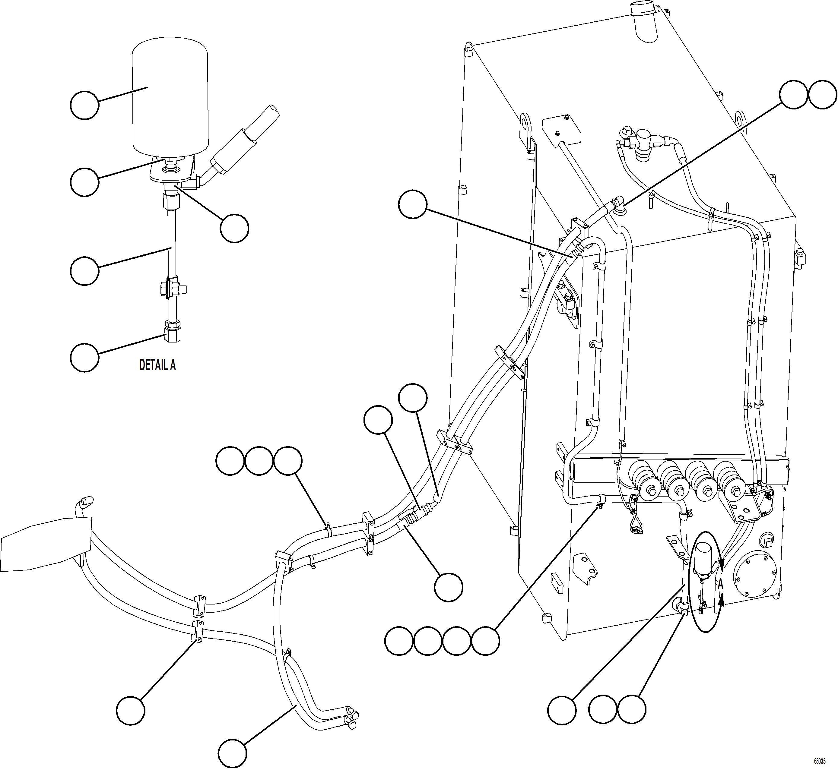 Dump Trucks Komatsu / AFE78-AA 930E-5 S/N A40107 - A40110, A40113 - A40114, A40119 - A40120  SOUTH FLANK(AFE78-AA) / FUEL SYSTEM PIPING    1/4(052 : 68035)