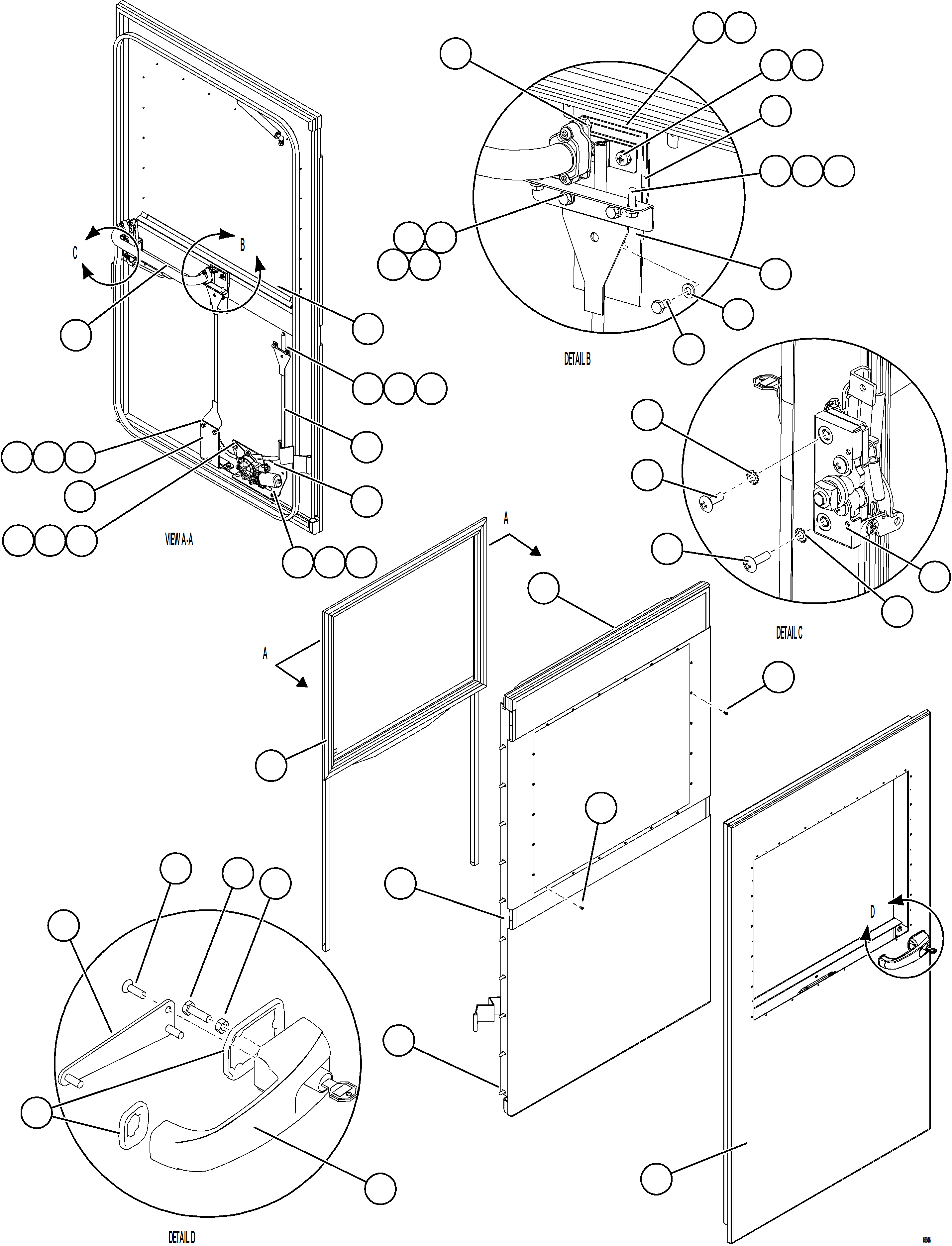 Dump Trucks Komatsu / AFE78-AA 930E-5 S/N A40107 - A40110, A40113 - A40114, A40119 - A40120  SOUTH FLANK(AFE78-AA) / DOOR ASSEMBLY - RH    58E-54-30636(572 : 69946)