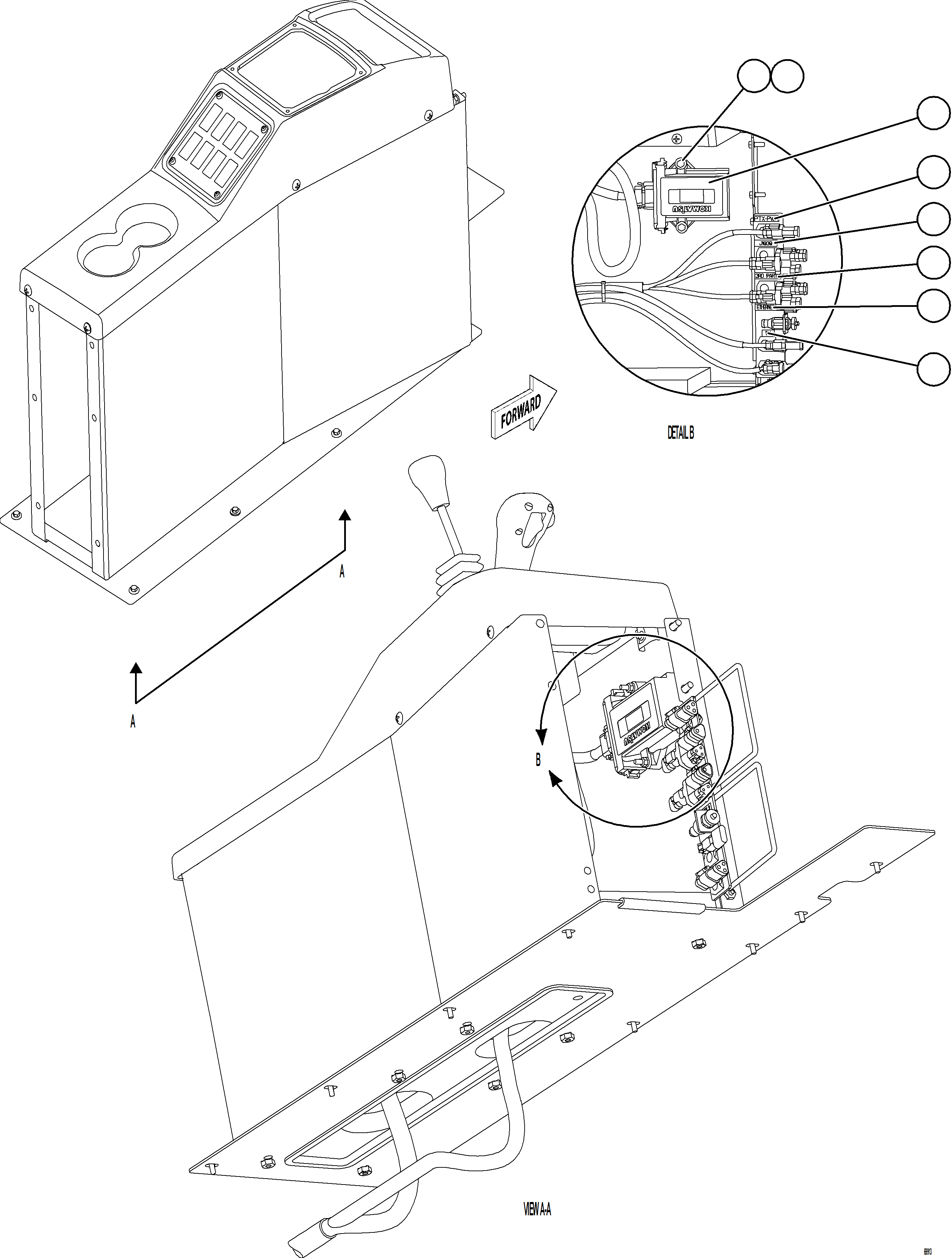 Dump Trucks Komatsu / AFE78-AA 930E-5 S/N A40107 - A40110, A40113 - A40114, A40119 - A40120  SOUTH FLANK(AFE78-AA) / CENTER CONSOLE MODULE - ELECTRICAL    2/2(618 : 69913)